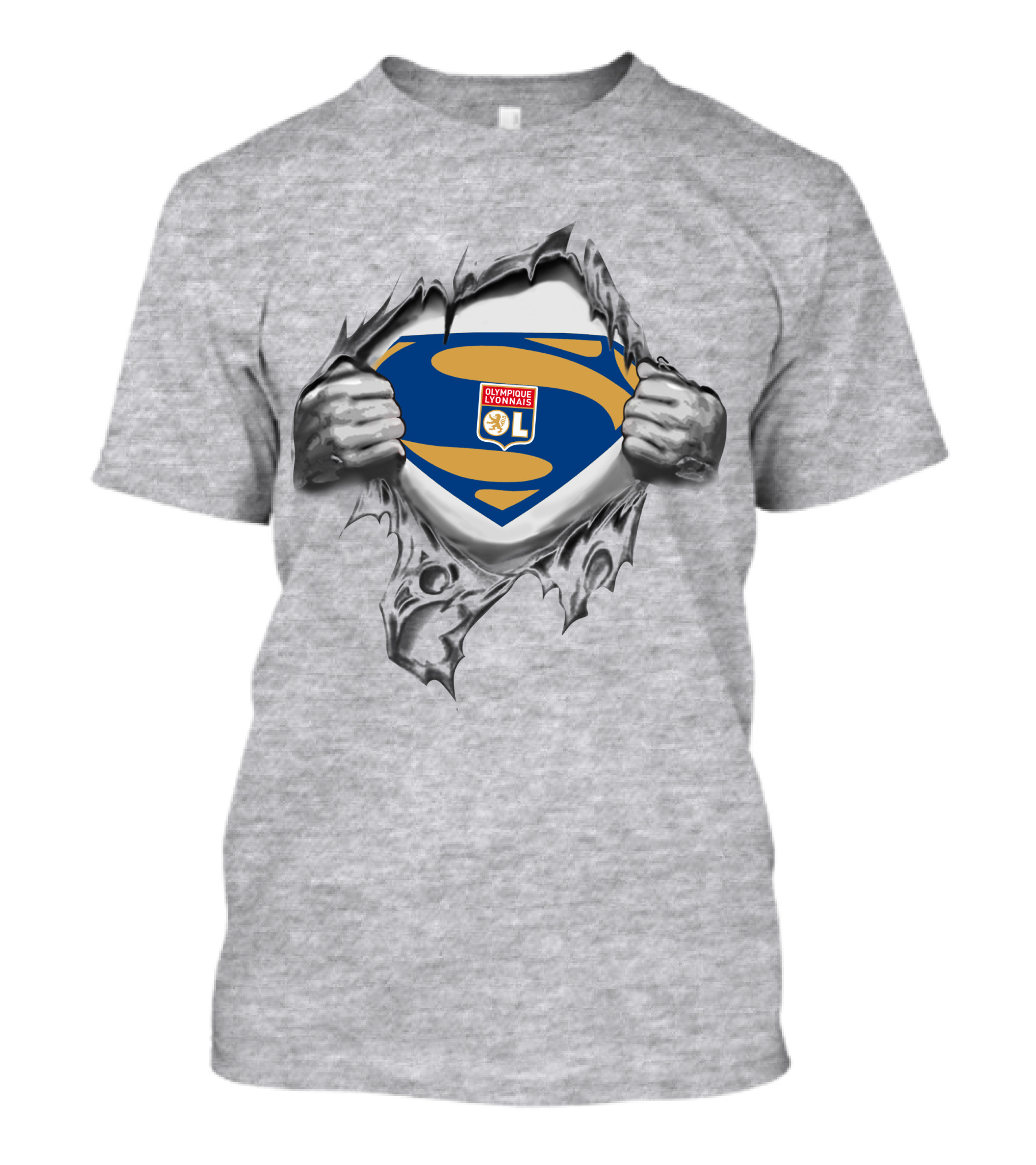 Olympique Lyonnais Superman Logo With Ripped T-Shirt