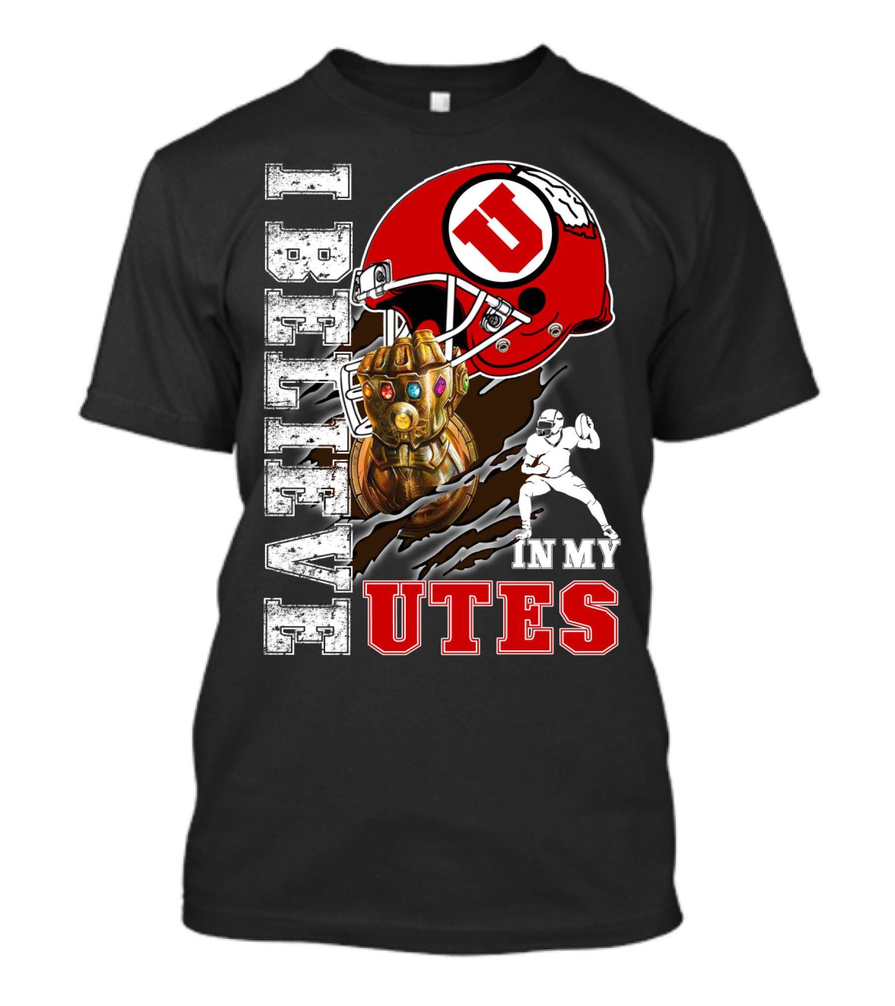 I Believe In My Utes Football Helmet And Infinity Gauntlet T-Shirt