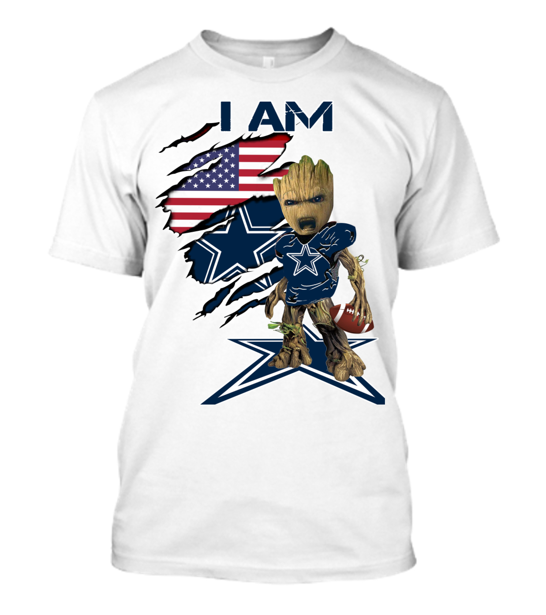 I Am Cowboys Baby Groot Star Football T-Shirt
