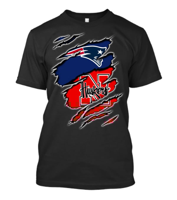 Patriots Huskers Logo Fusion Football T-Shirt