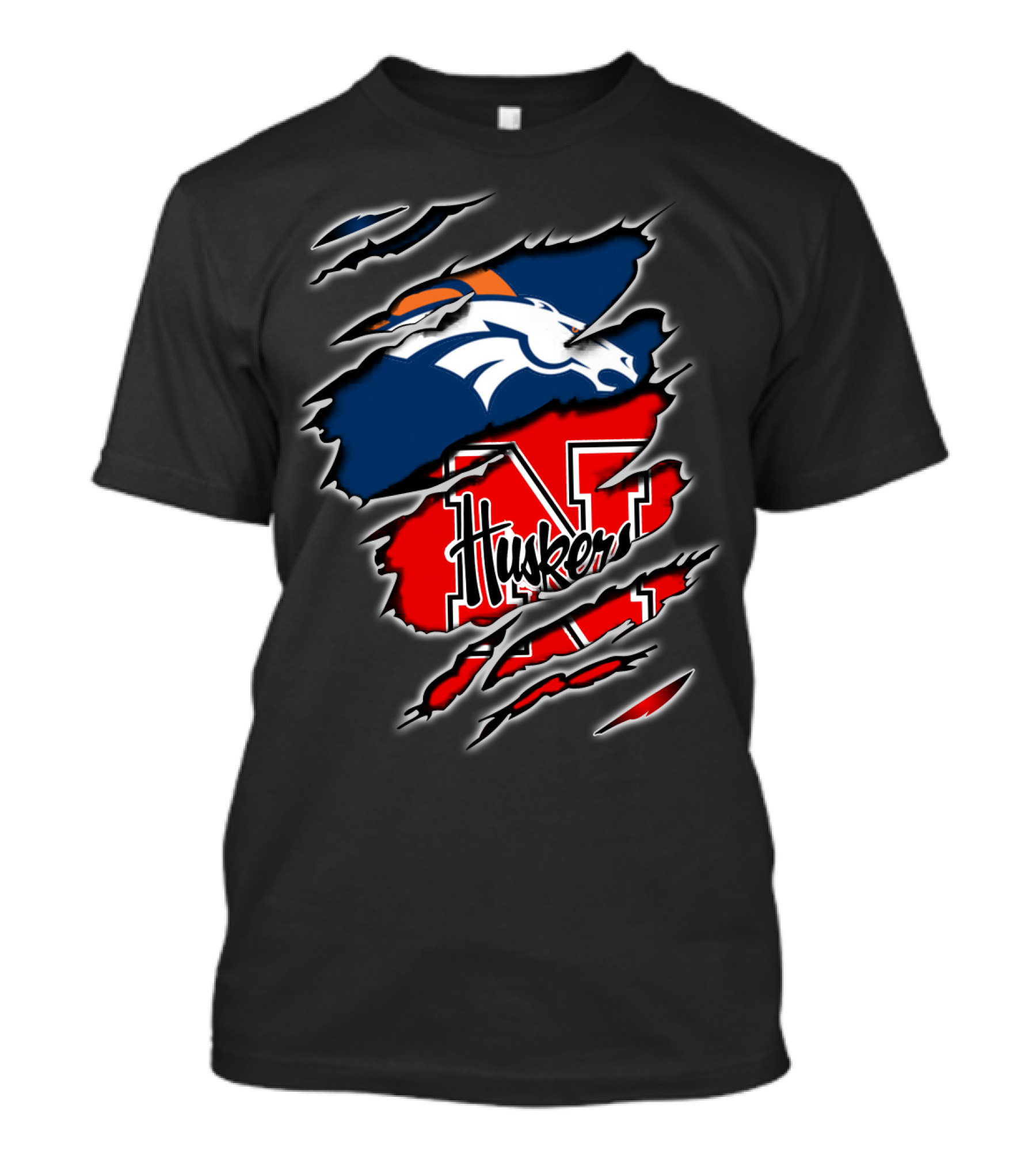 Broncos Huskers Logo Fusion T-Shirt