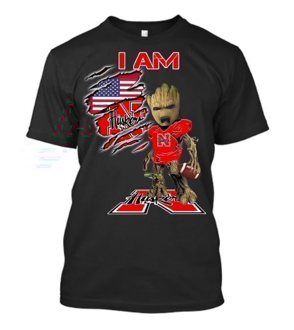 I Am Husker Groot Football Fan American Flag T-Shirt