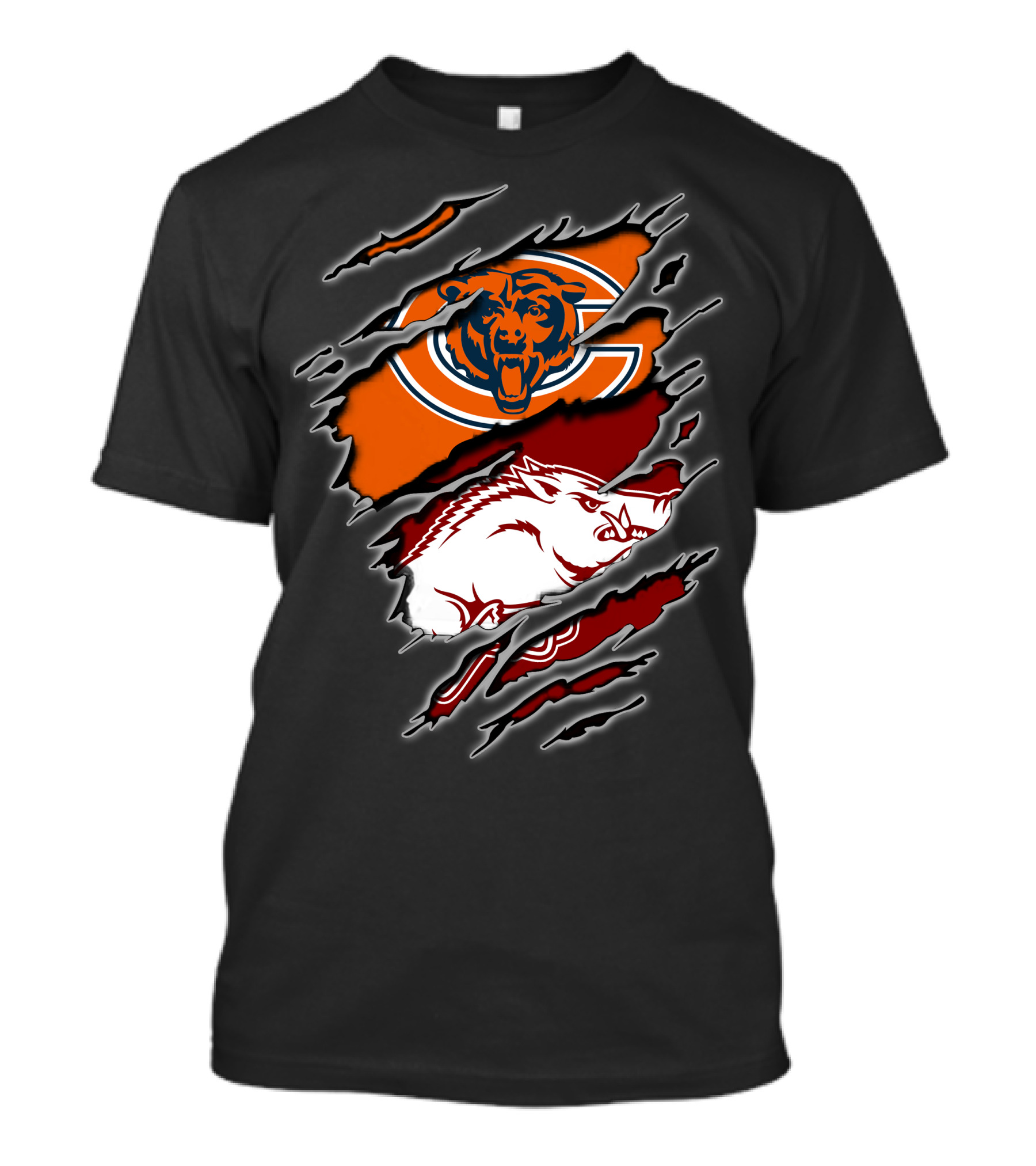 Chicago Bears And Arkansas Razorbacks Team Logo Fusion T-Shirt