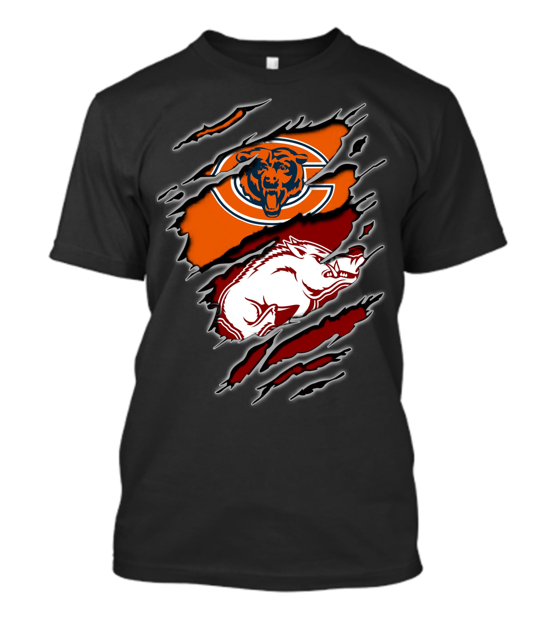 Chicago Bears Arkansas Razorbacks Ripped T-Shirt
