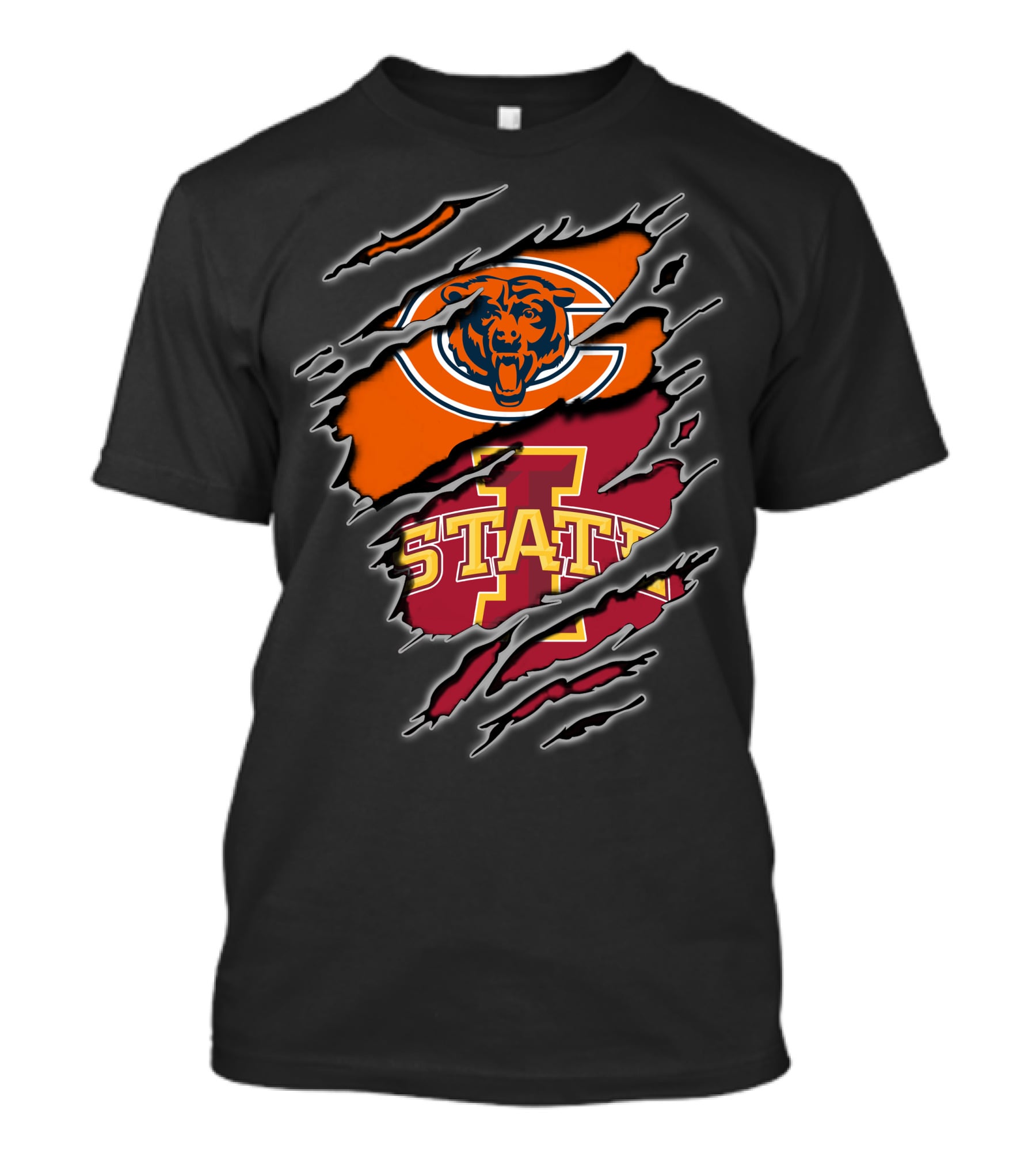 Chicago Bears Iowa State Cyclones Torn Graphics T-Shirt