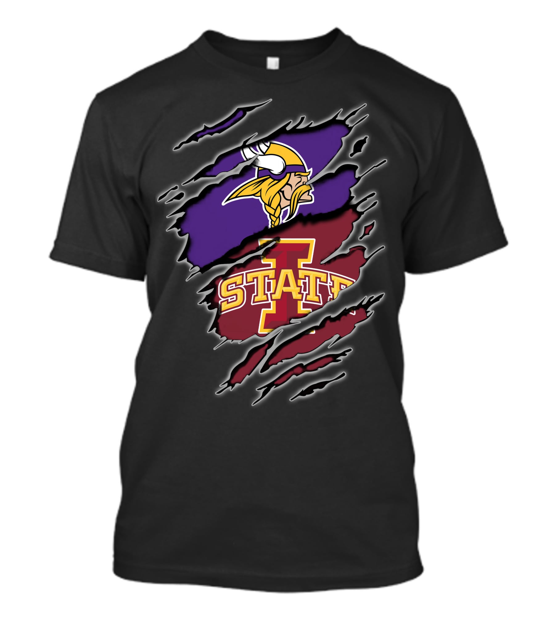 Minnesota Vikings Iowa State Cyclones Torn Claw Marks T-Shirt