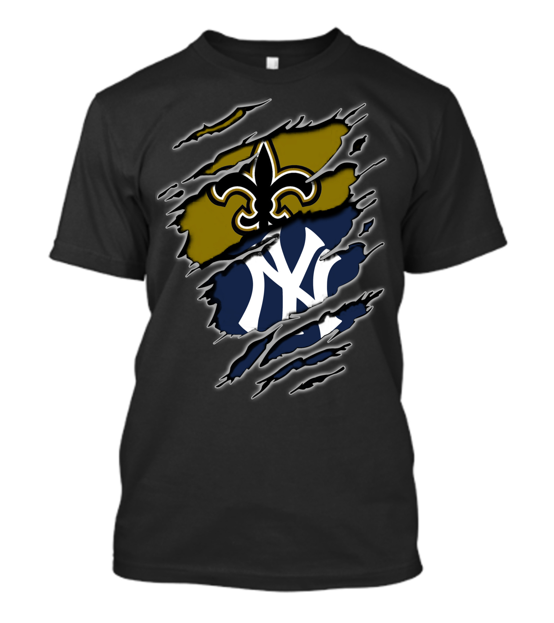 New Orleans Saints New York Yankees Cross Team Fan Passion T-Shirt