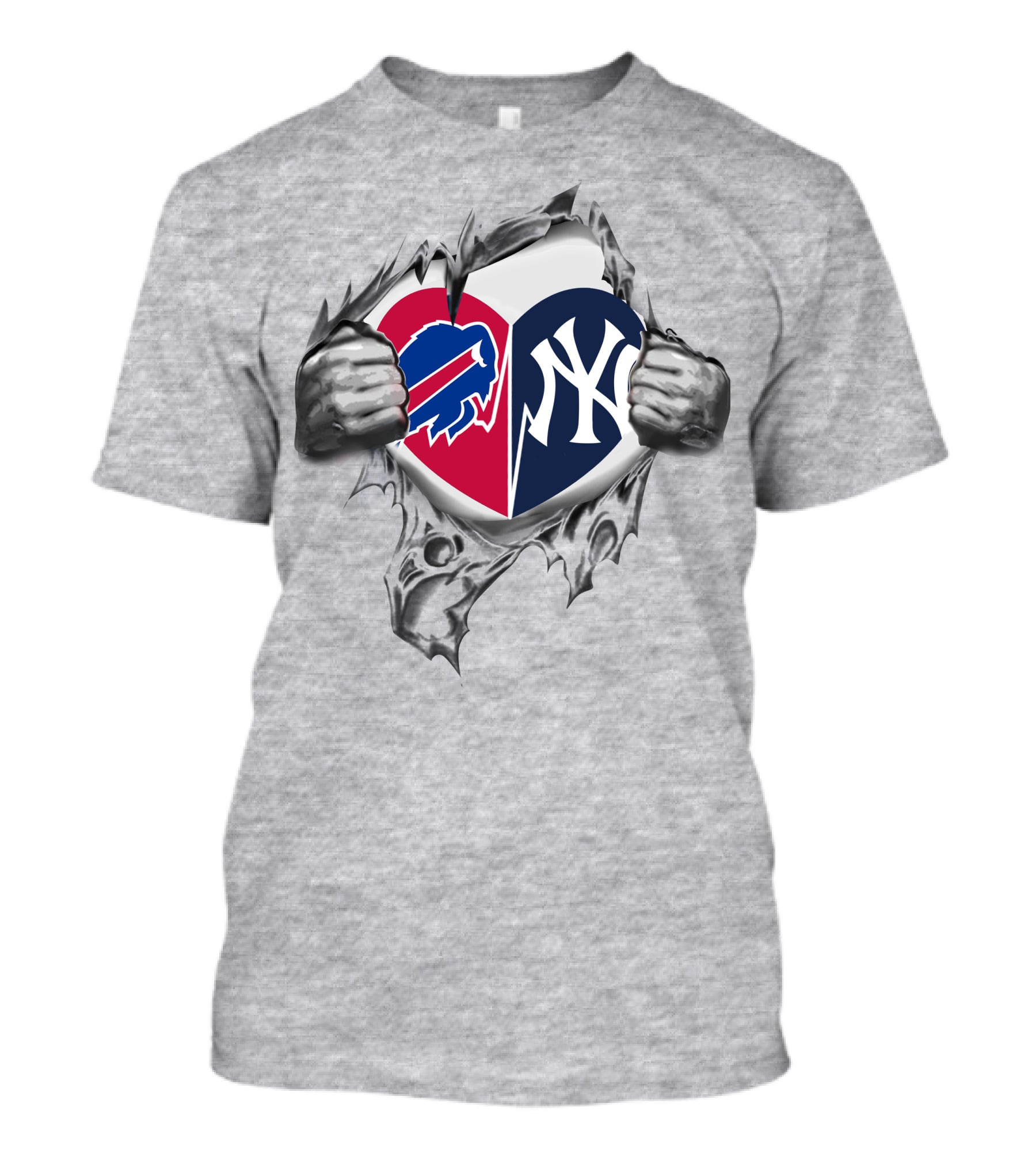 Buffalo Bills New York Yankees Heart Logo Fusion T-Shirt