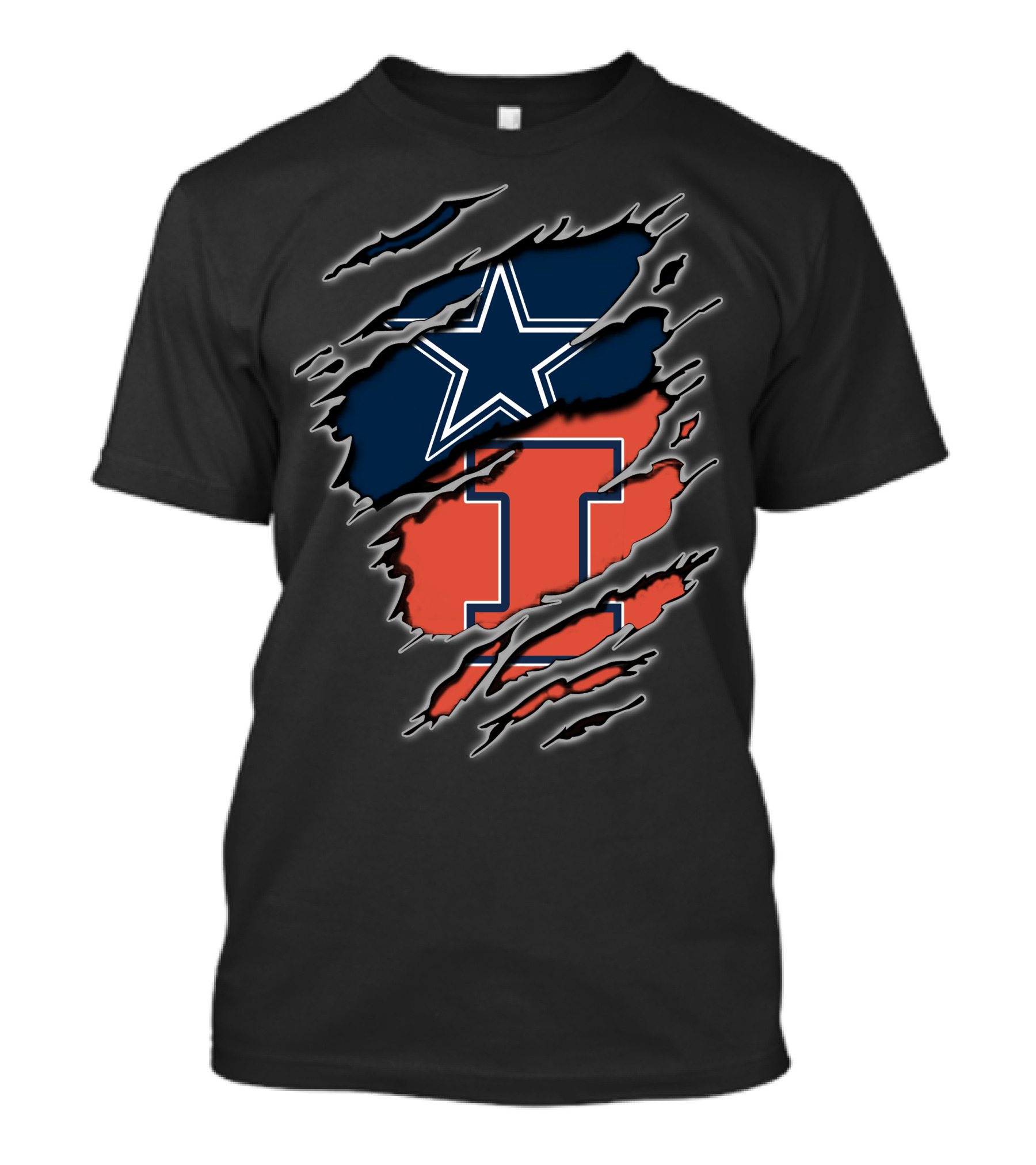 Dallas Cowboys And Illinois Fighting Illini Logo Mashup T-Shirt