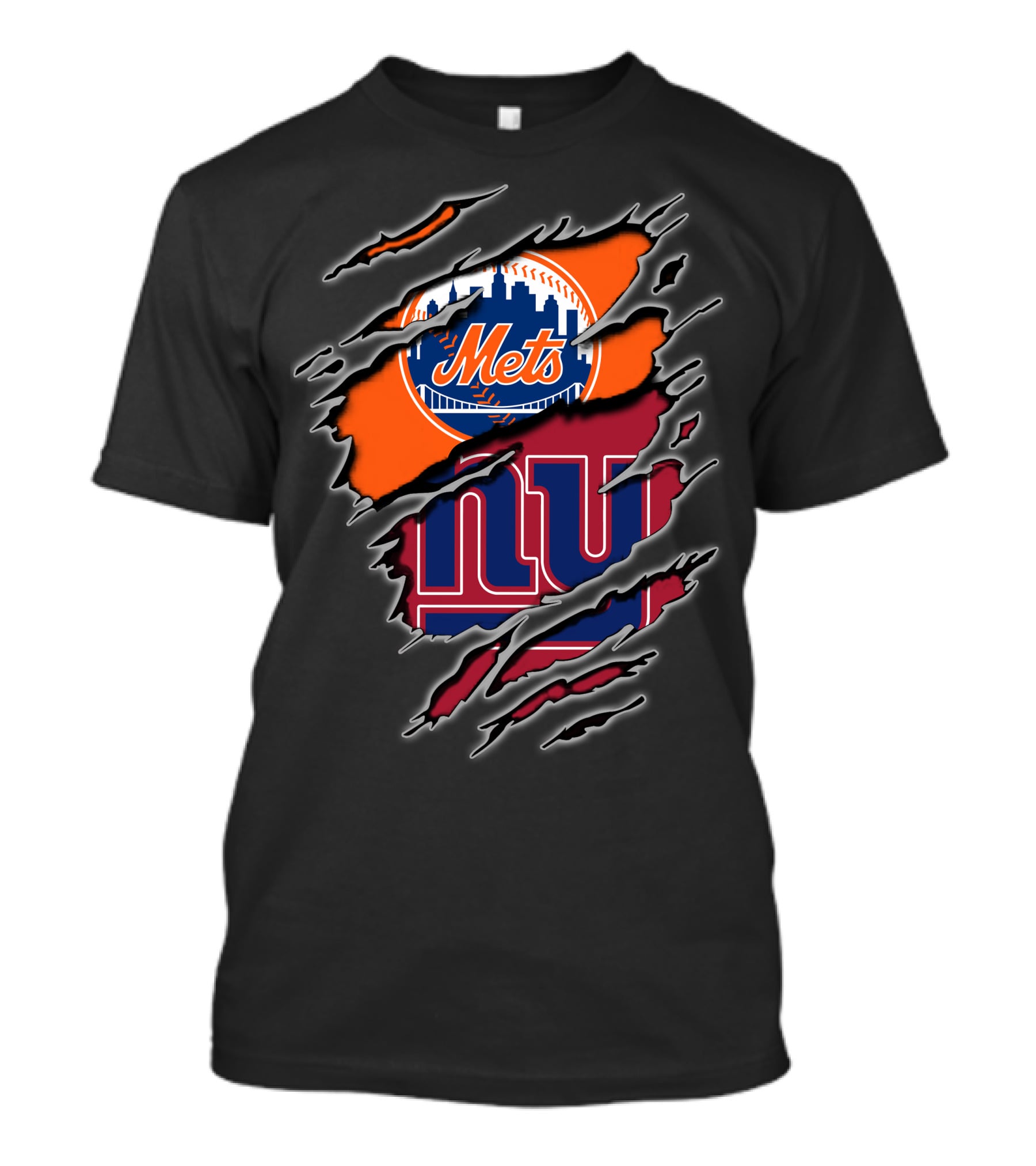 Mets Giants Logo Combo Tear Effect T-Shirt
