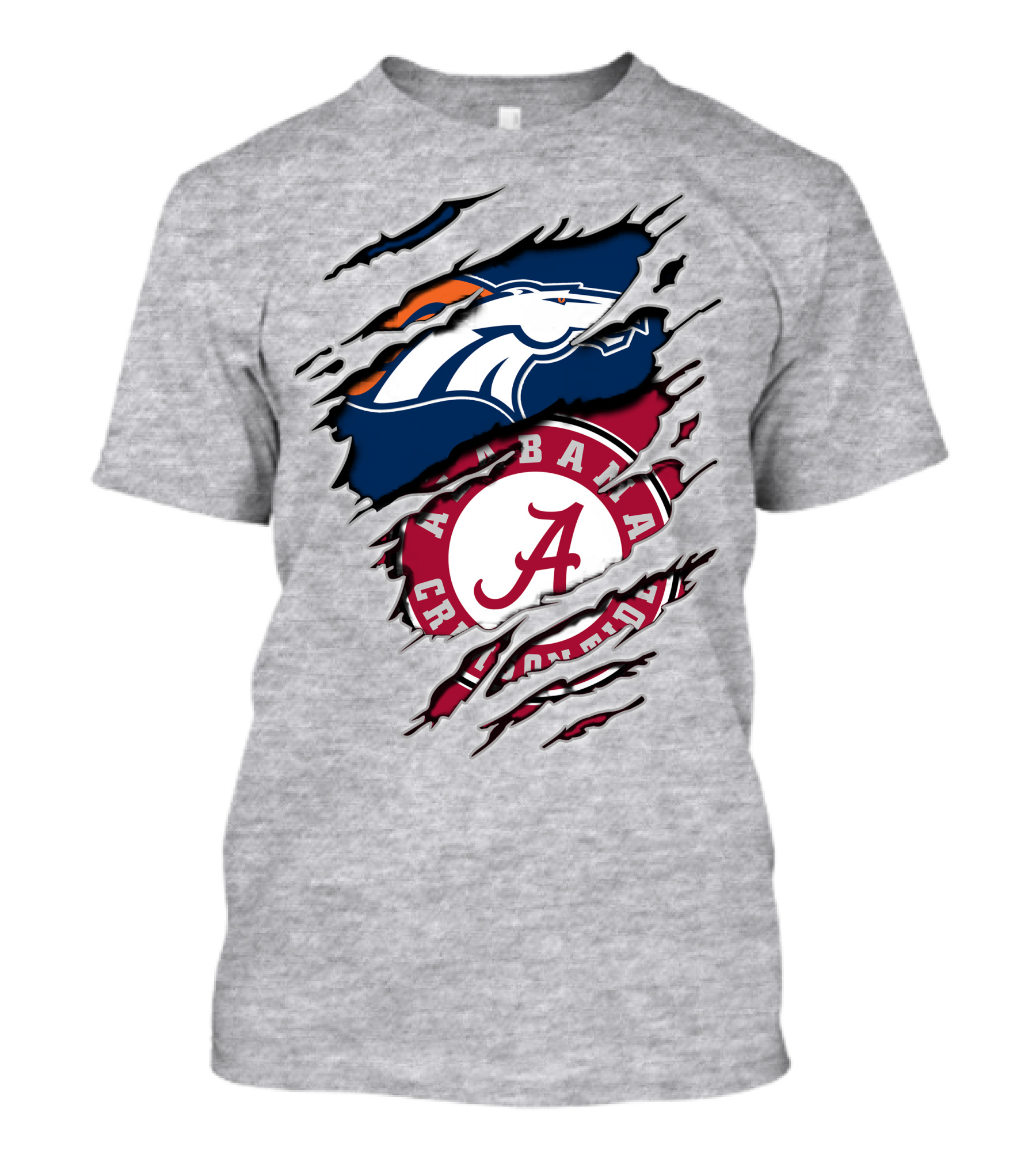 Alabama Crimson Tide Denver Broncos Torn T-Shirt