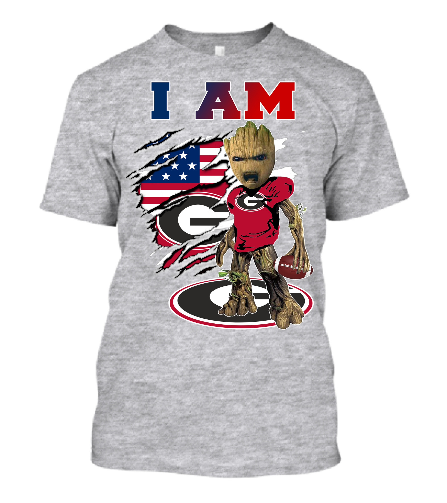 I Am Georgia Bulldogs Groot Football Usa Flag T-Shirt