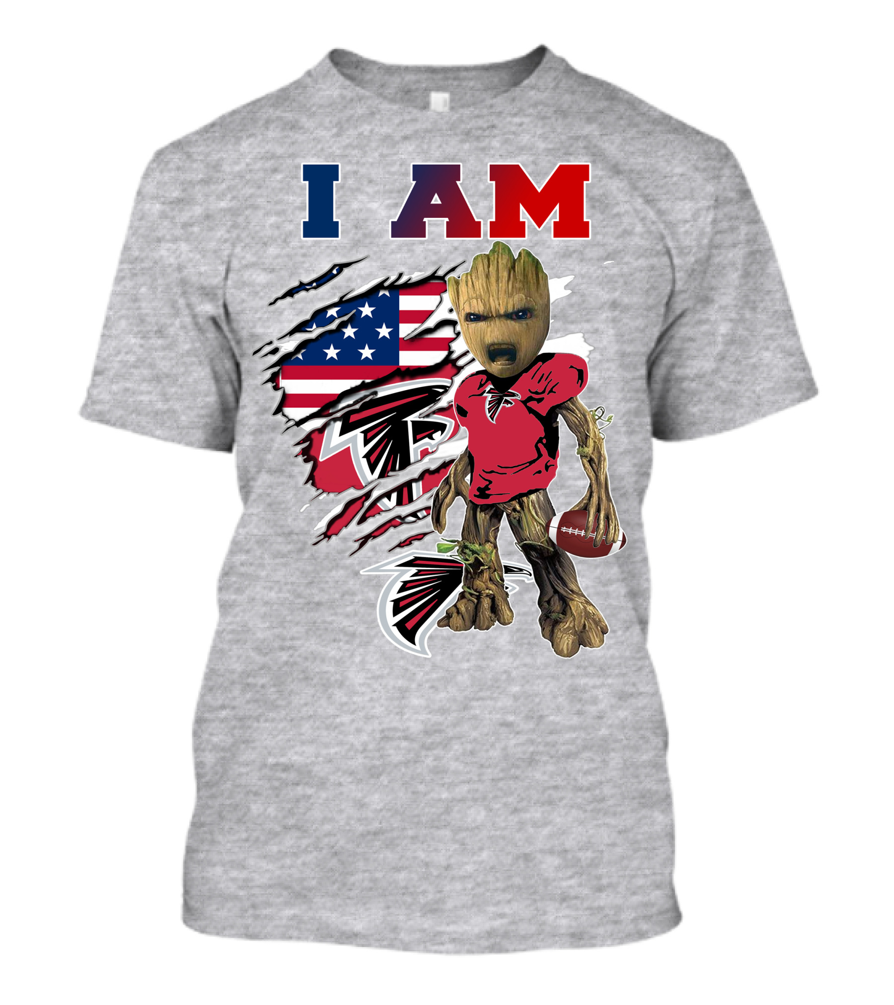I Am Groot Falcons Football Usa Flag T-Shirt