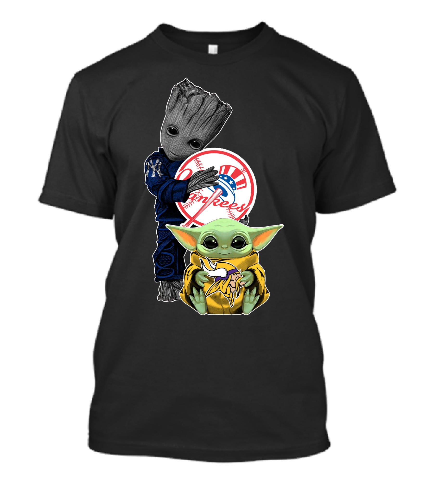 New York Yankees Groot Baby Yoda Collaboration T-Shirt