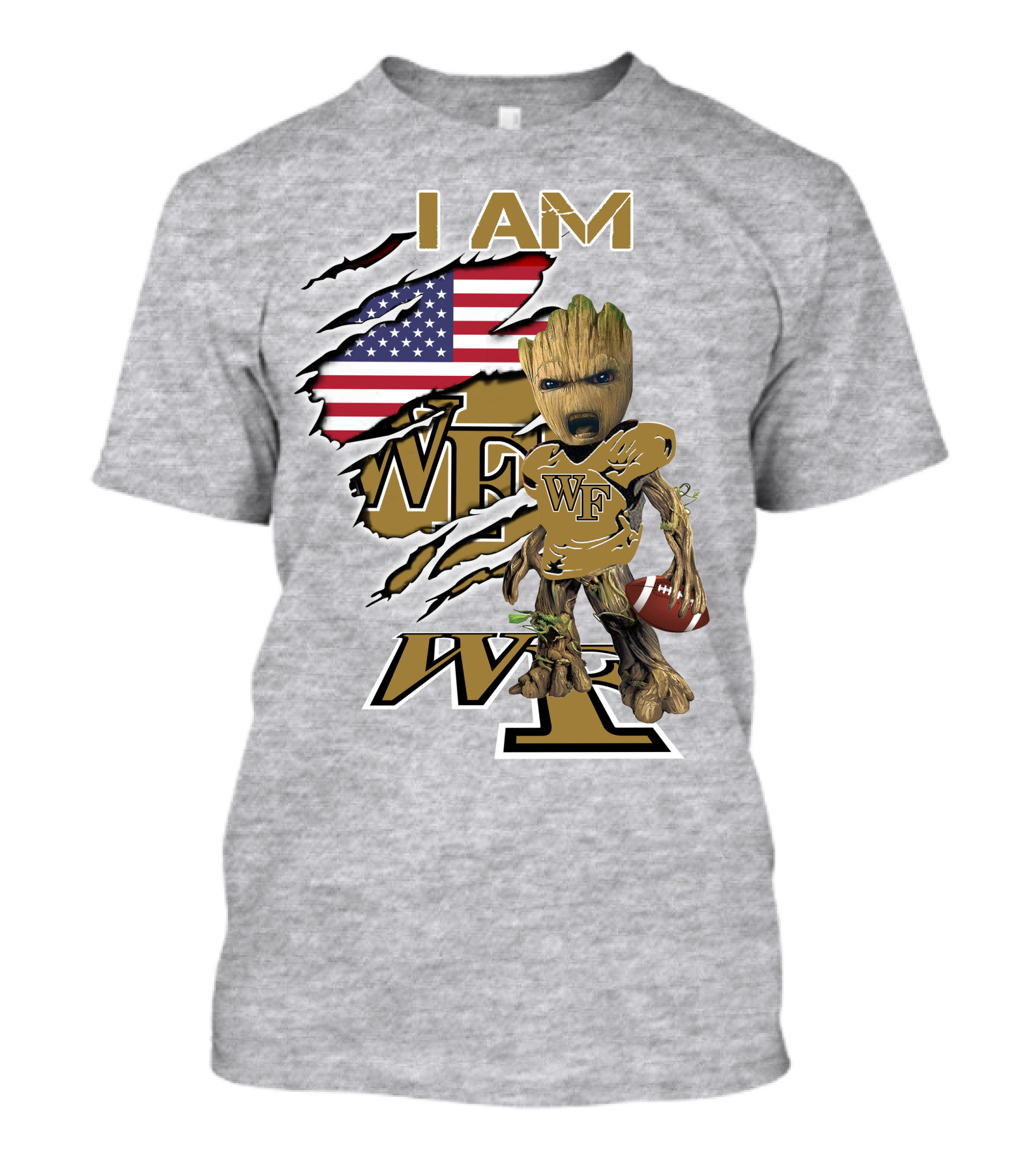 I AM WF Baby Groot American Football Wake Deacons T-Shirt