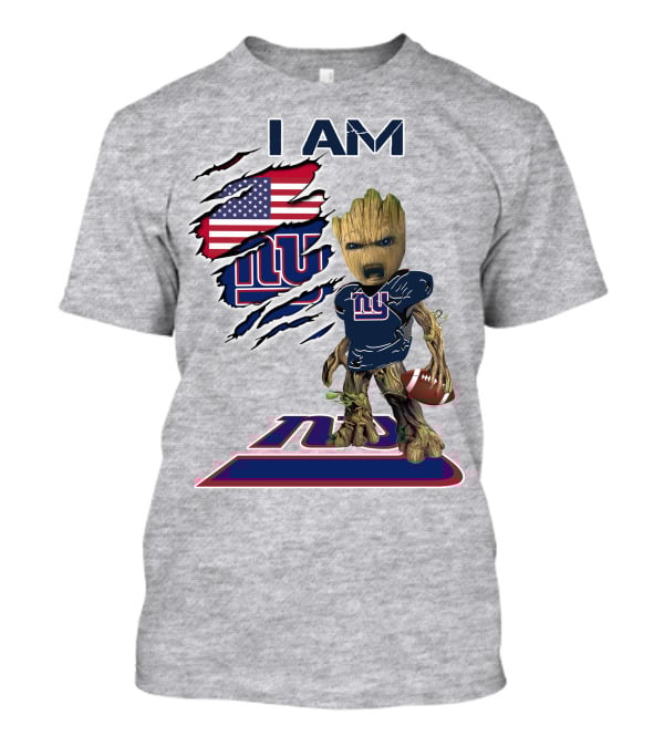 I Am Giants Baby Groot Football Usa Flag T-Shirt