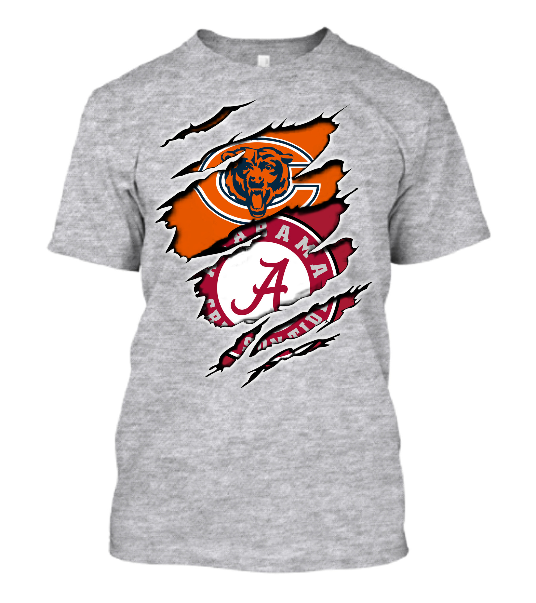 Chicago Bears Alabama Crimson Tide Logo Rip T-Shirt