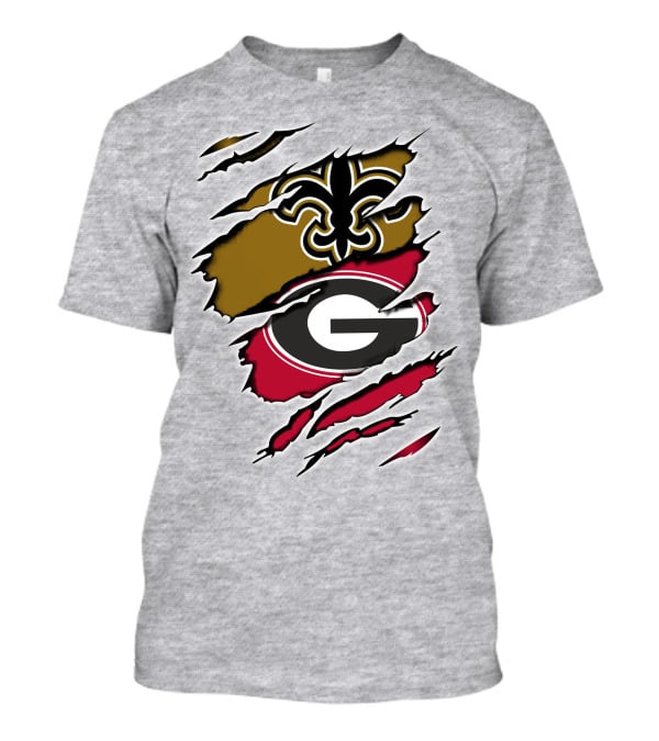 New Orleans Saints Fleur-De-Lis Georgia Bulldogs Logo Fusion T-Shirt