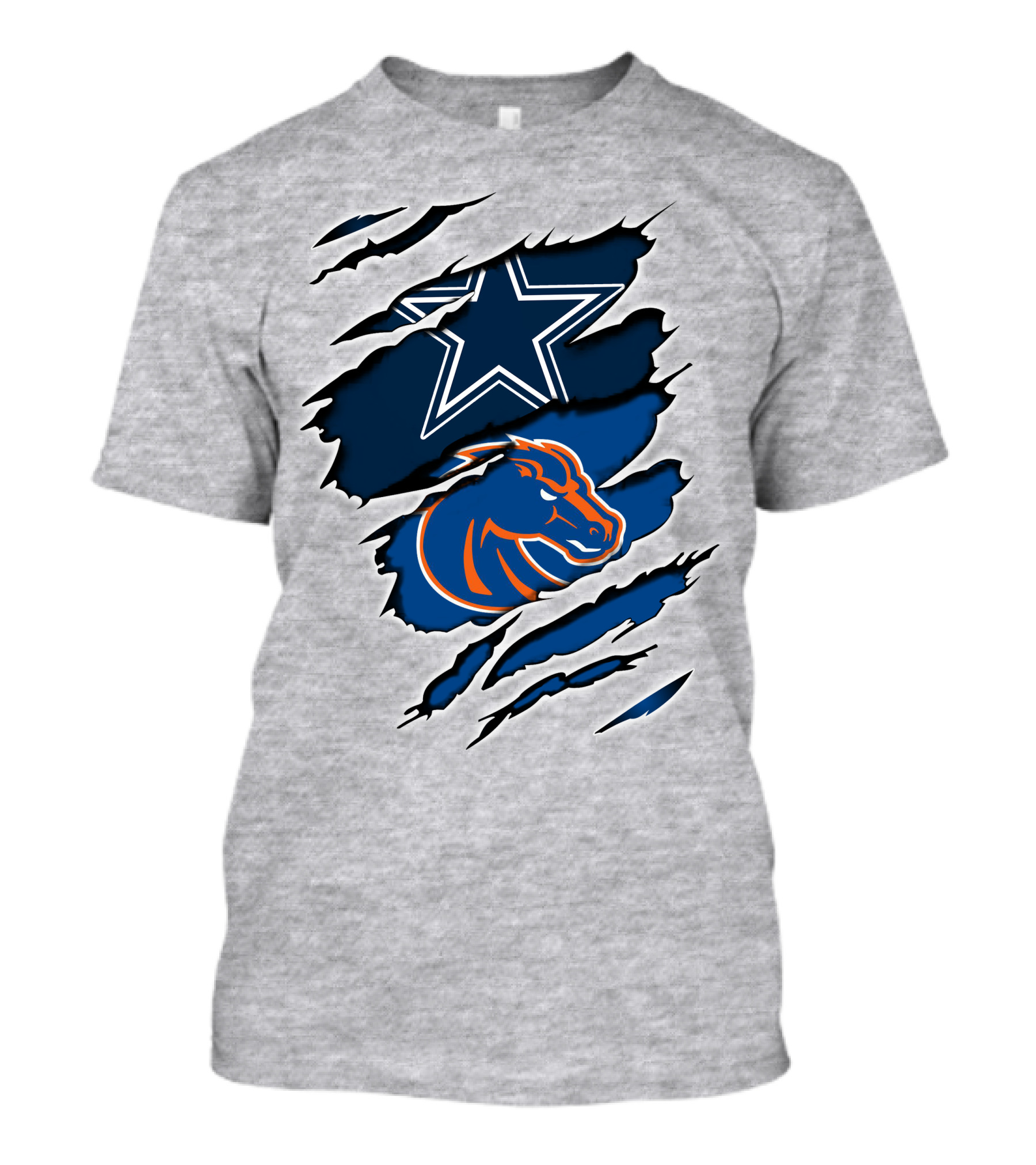Dallas Cowboys Boise State Broncos Star Horse Ripped T-Shirt