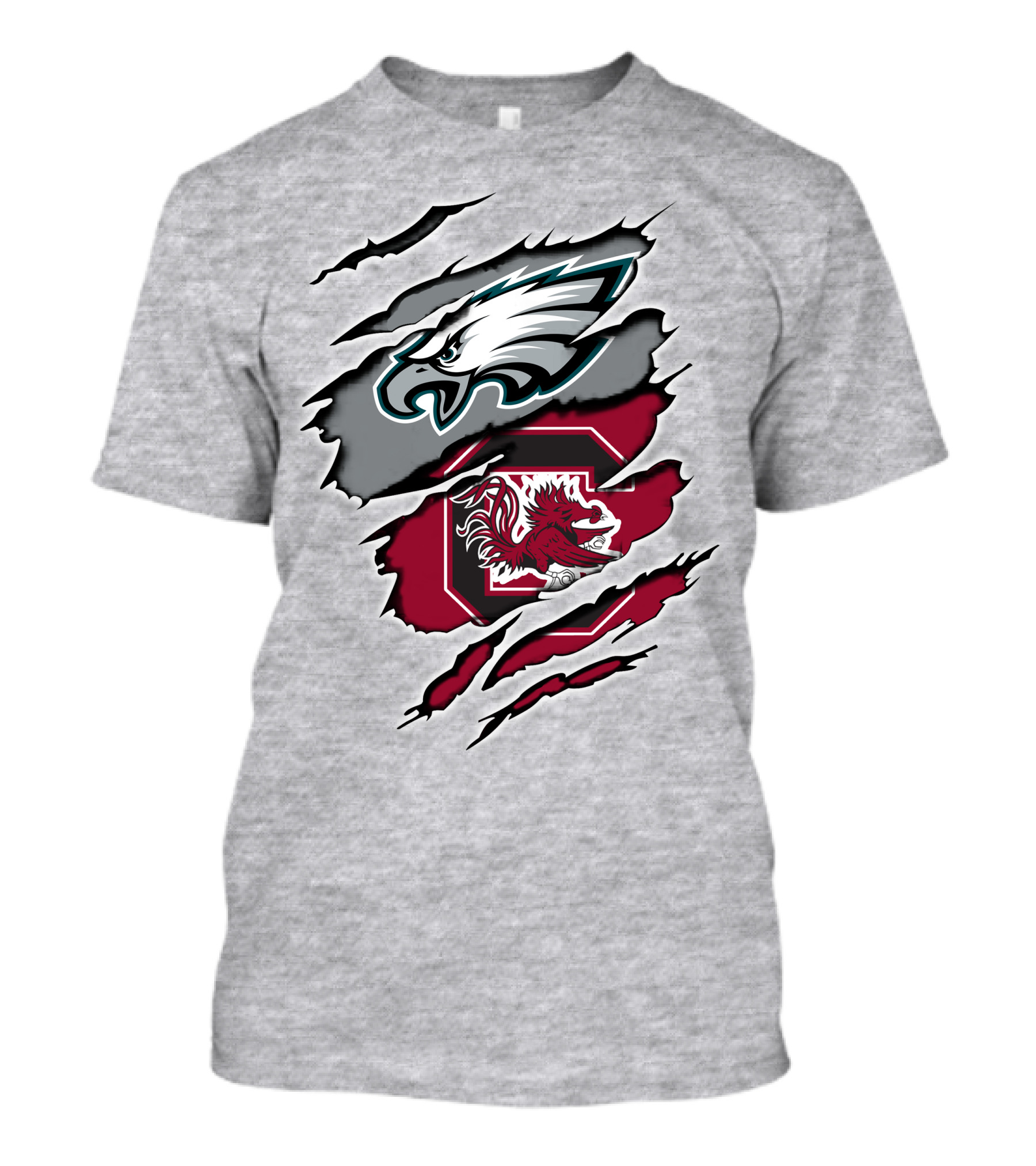 Philadelphia Eagles South Carolina Gamecocks Claw Mark Logo Fusion T-Shirt