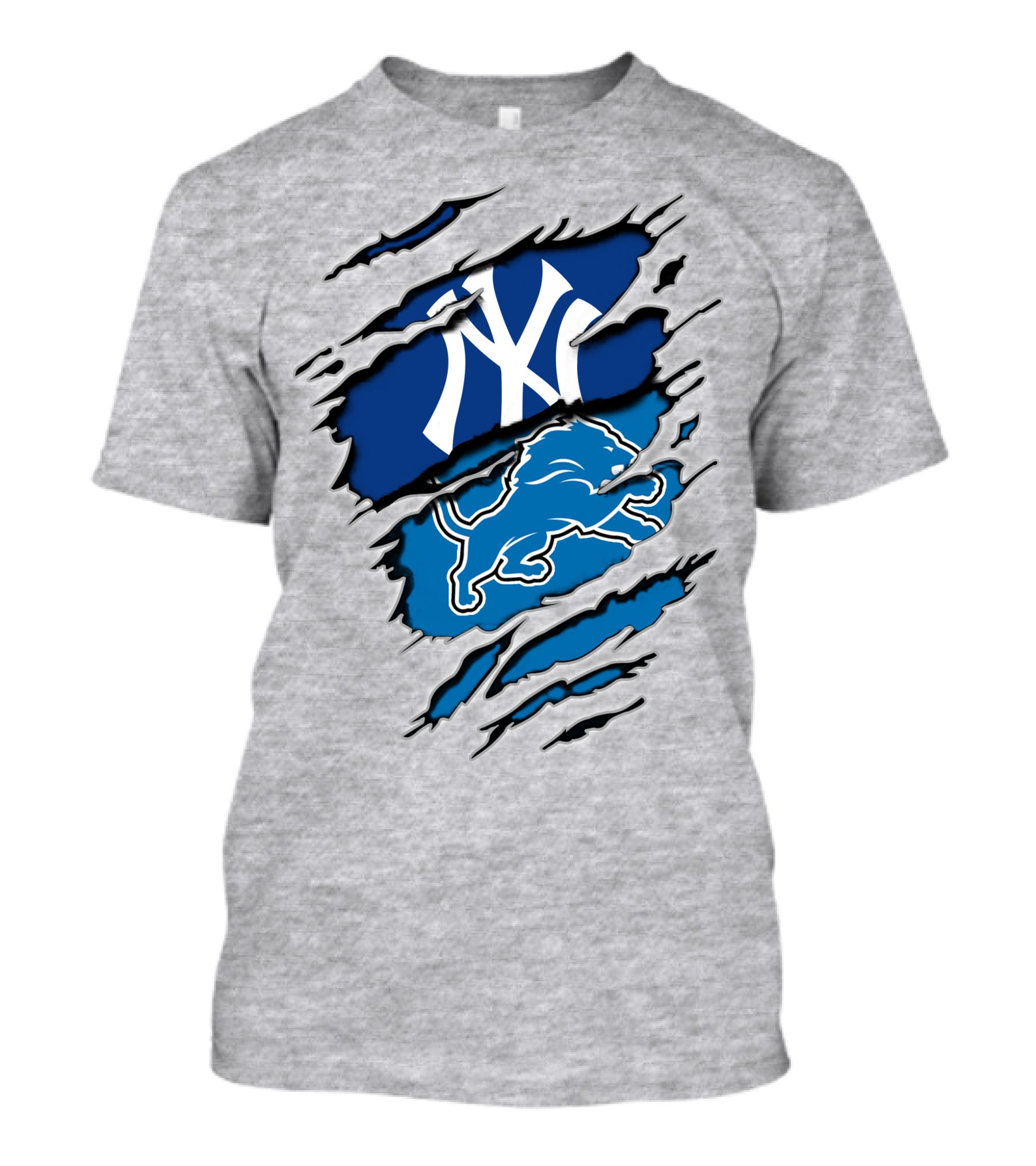 New York Yankees Detroit Lions Crossover Fan T-Shirt