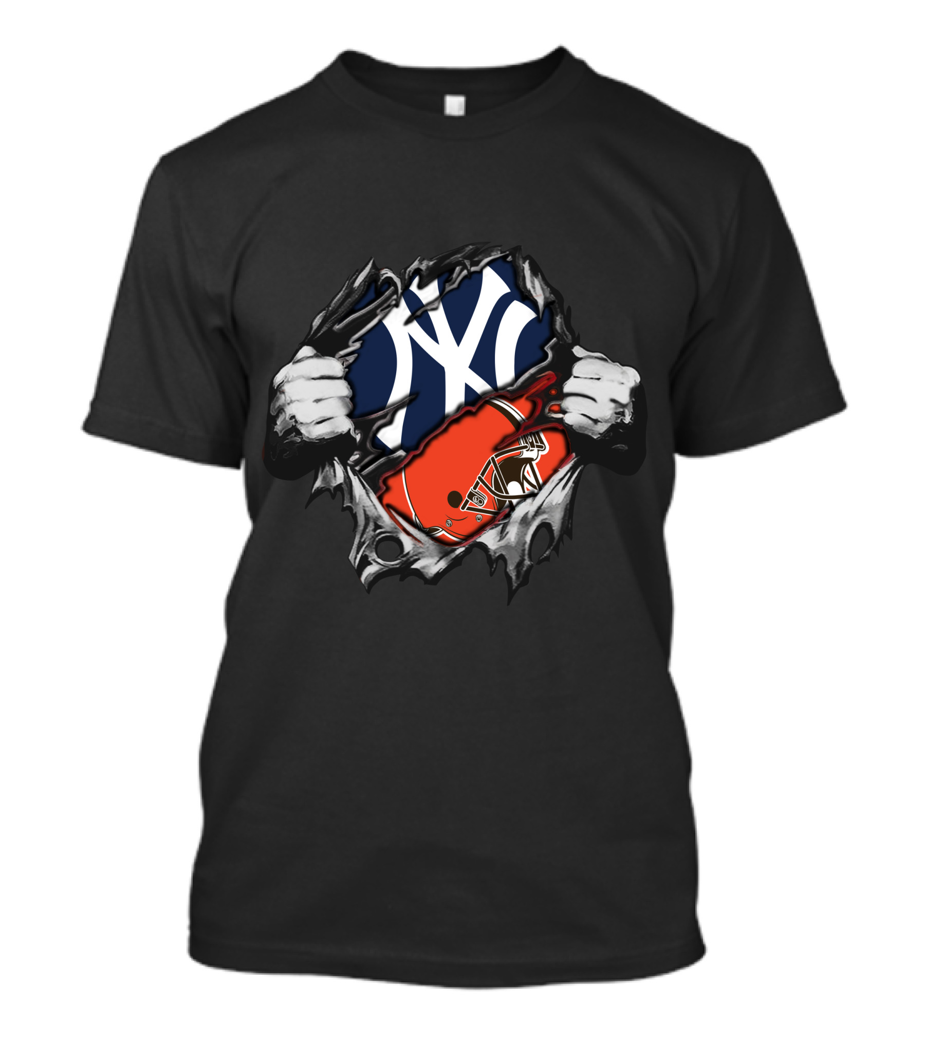 Yankees New York Meets Brown Football Helmet Fusion T-Shirt
