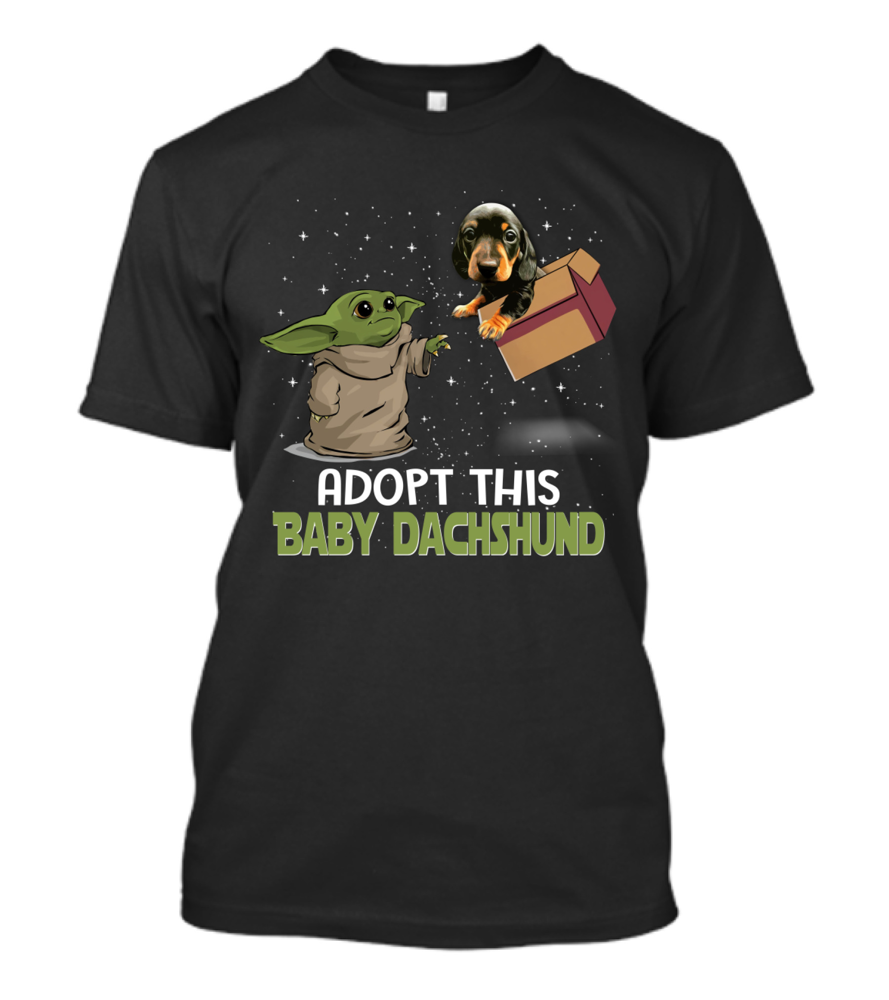 Adopt This Baby Dachshund Featuring Baby Yoda In Space T-Shirt