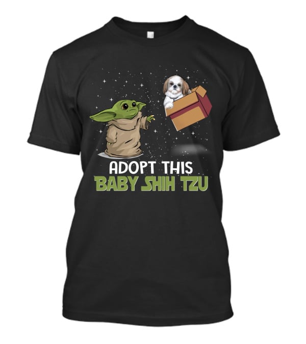 Adopt This Baby Shih Tzu Featuring Baby Yoda And Floating Dog Box T-Shirt