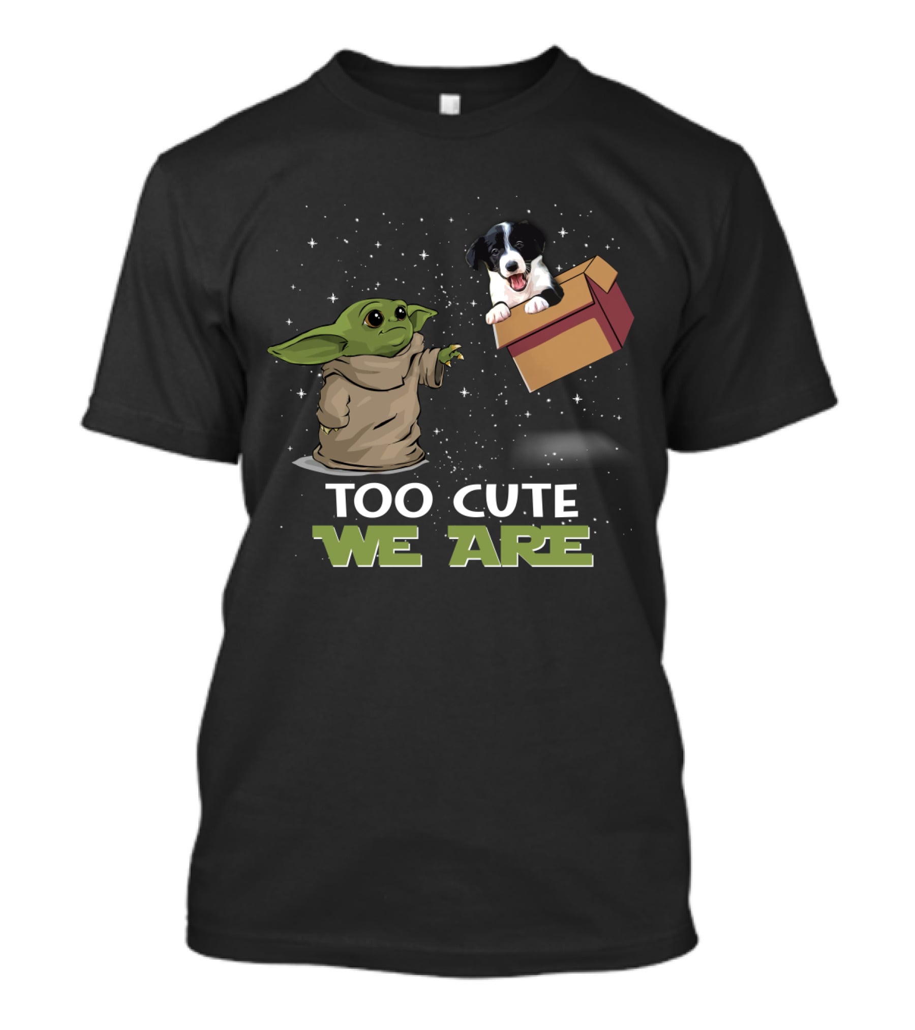 Too Cute We Are Baby Yoda And Border Collie T-Shirt