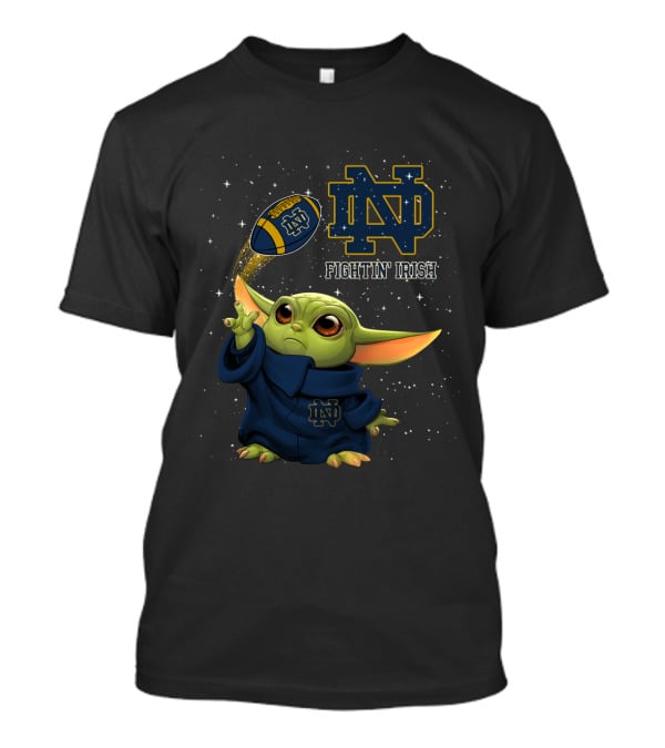 Baby Yoda ND Notre Dame Fightin' Irish Football T-Shirt
