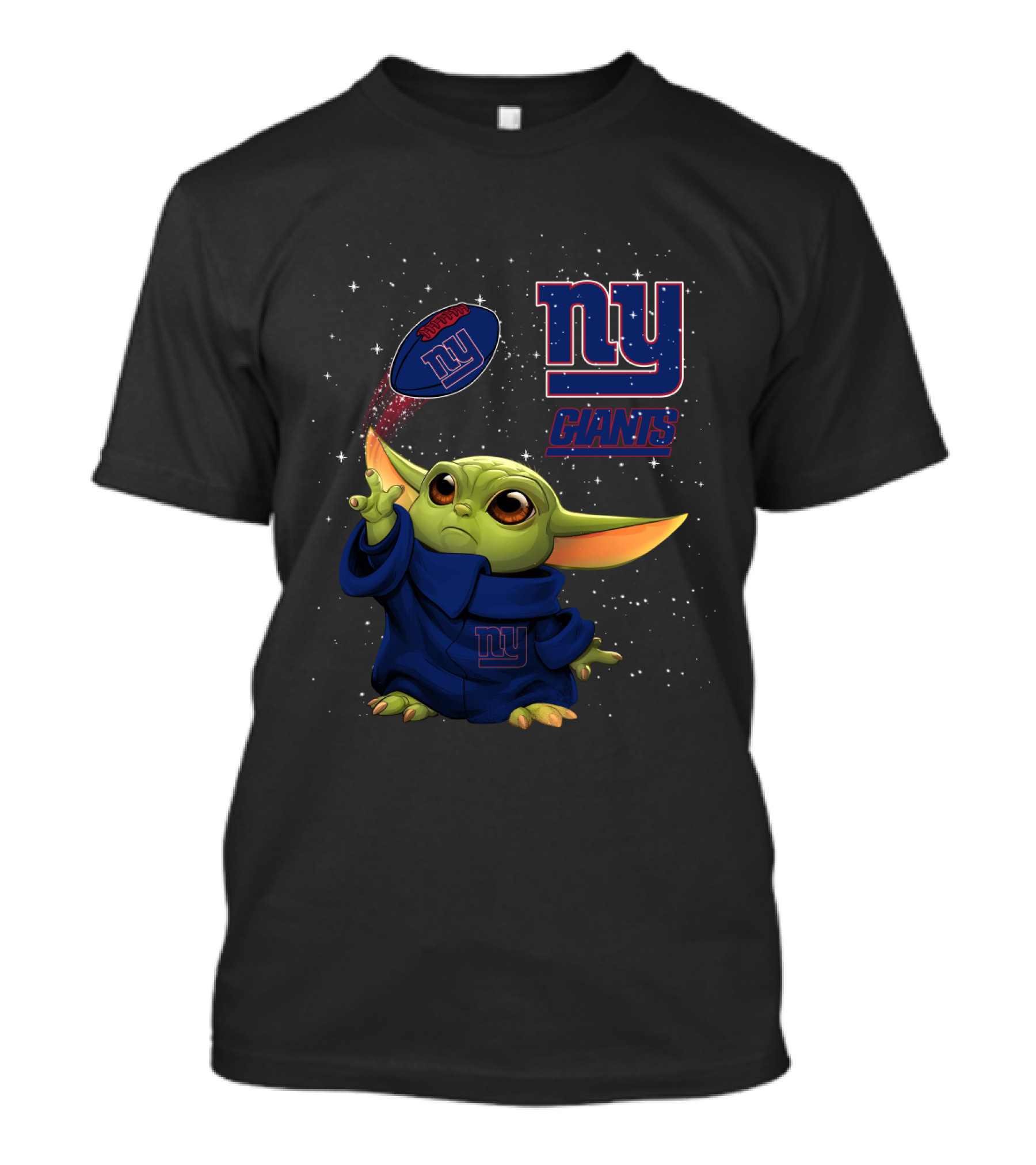 Baby Yoda NY Giants Football Fan Star Wars Mandalorian Fusion T-Shirt