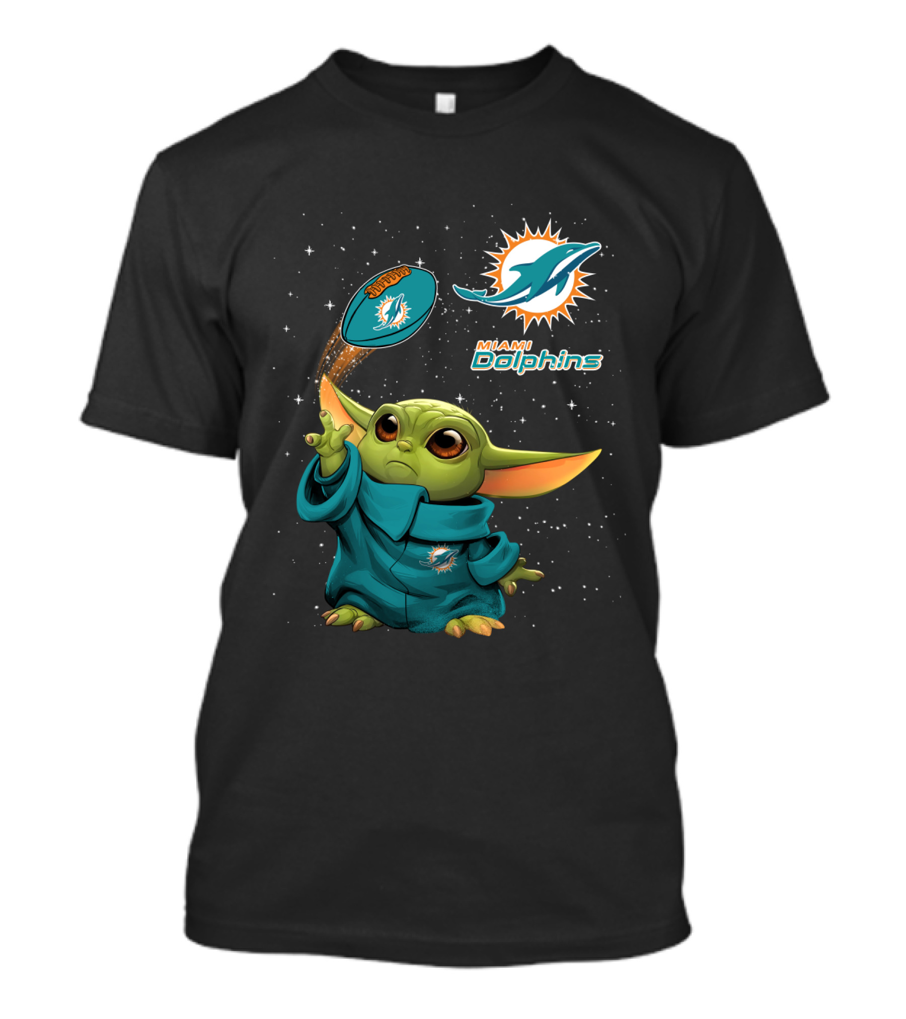 Baby Yoda Miami Dolphins Football Jedi Fan T-Shirt