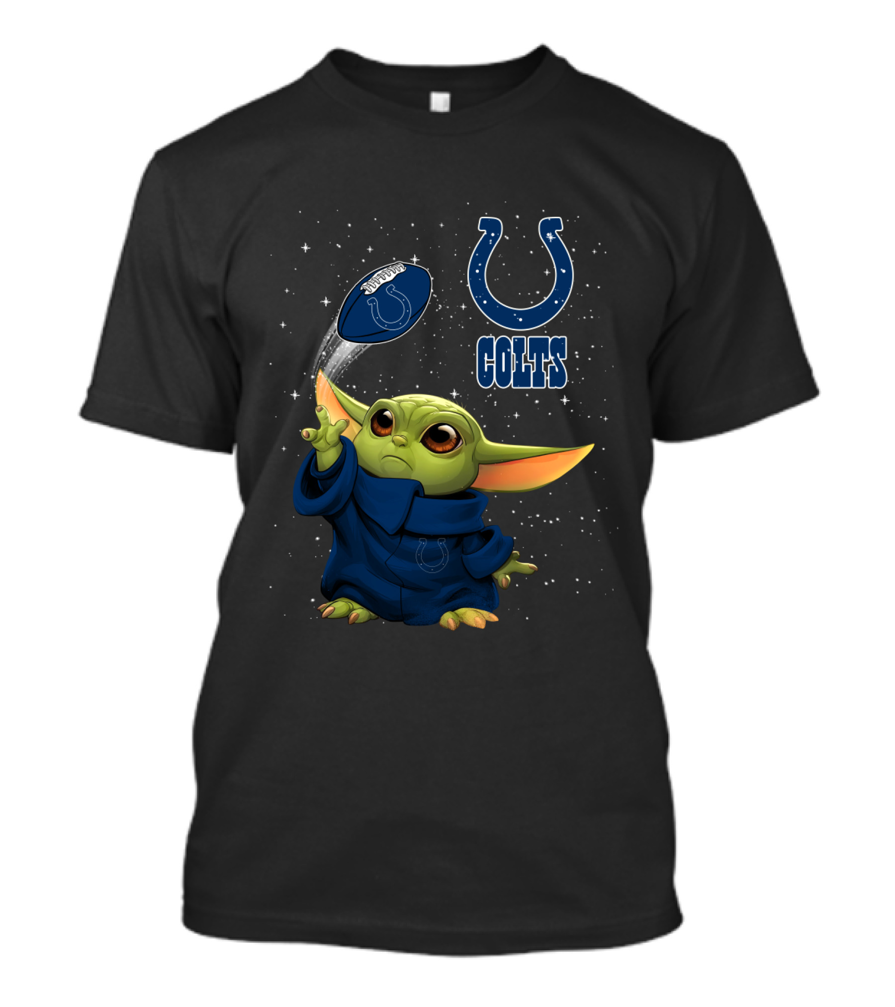 Baby Yoda Colts Football Team Logo Indianapolis Star Wars Crossover T-Shirt