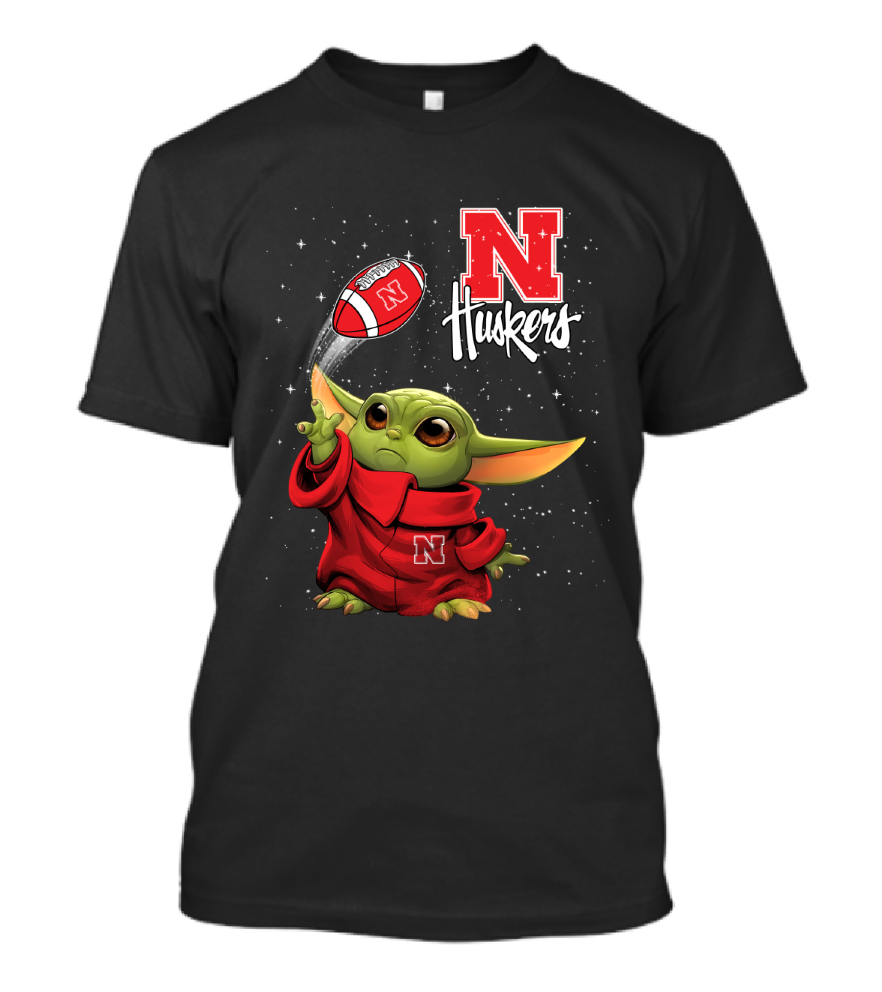 Baby Yoda Nebraska Cornhuskers N Huskers Football Throw T-Shirt