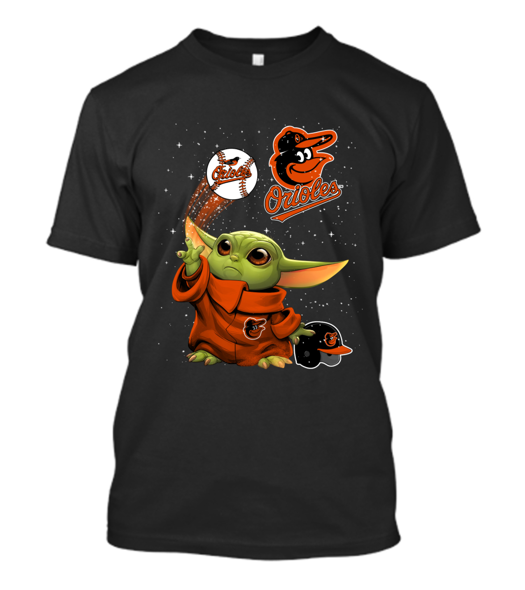 Baby Yoda Orioles Baseball Star Wars Crossover Baltimore Orioles Fan Gear T-Shirt