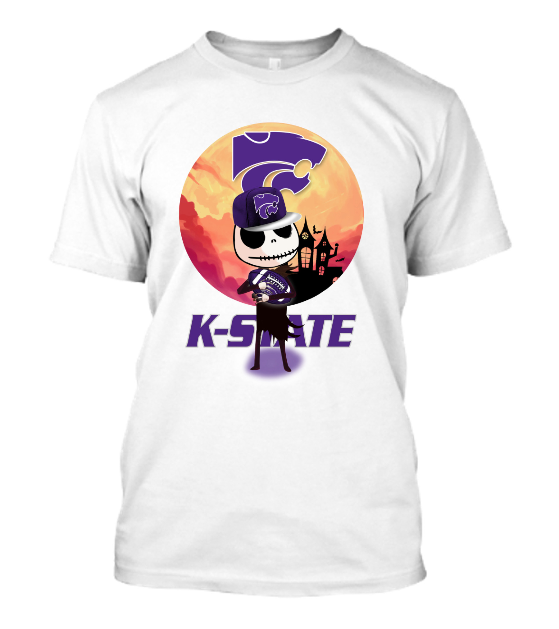 K-State Wildcats Jack-O-Lantern Halloween Sunset Scene T-Shirt