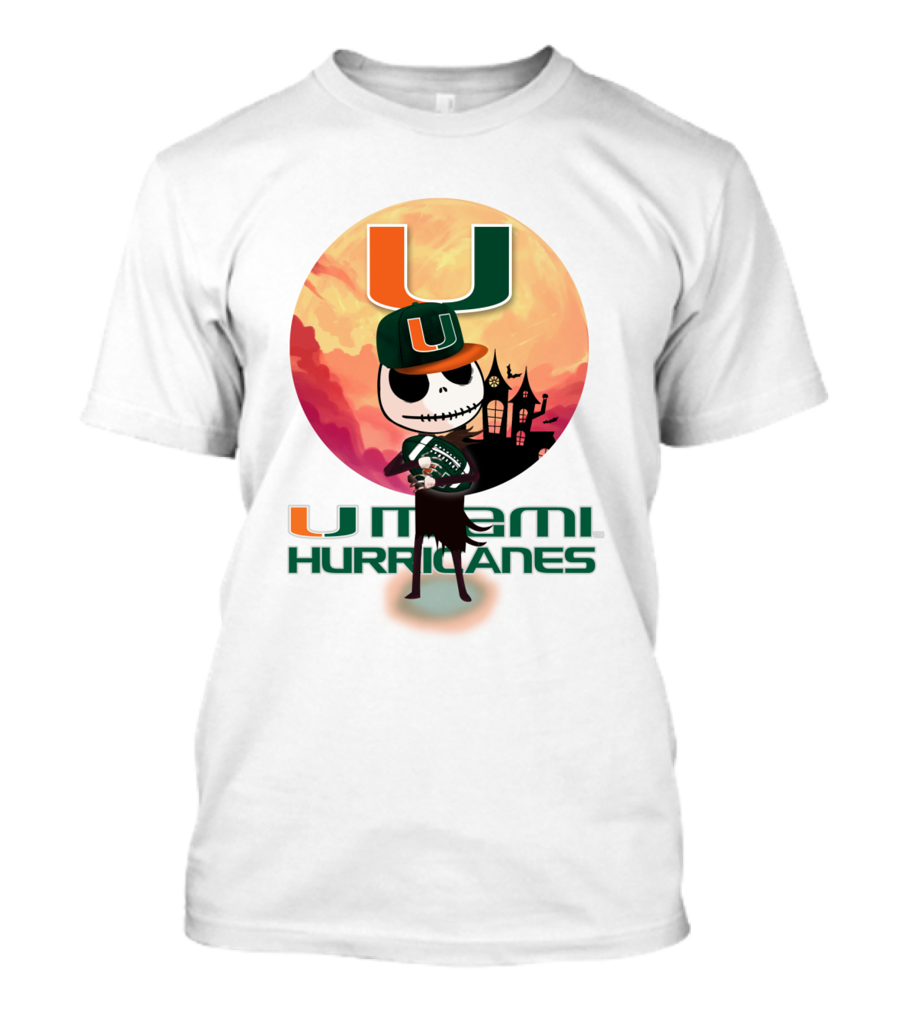 U Miami Hurricanes Skeleton Halloween Theme T-Shirt
