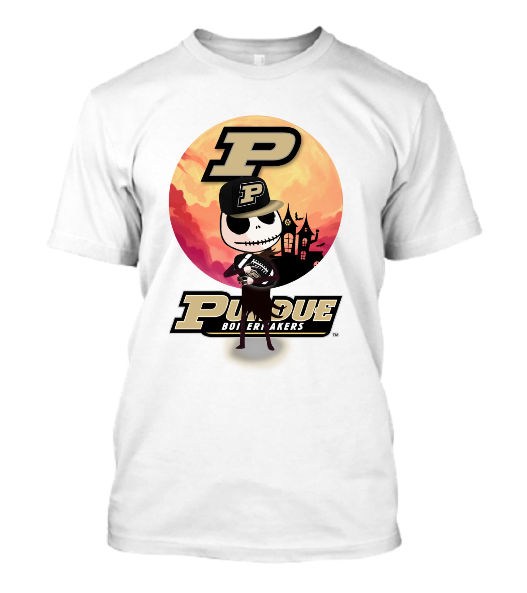 Purdue Boilermakers Skeleton Football Halloween T-Shirt
