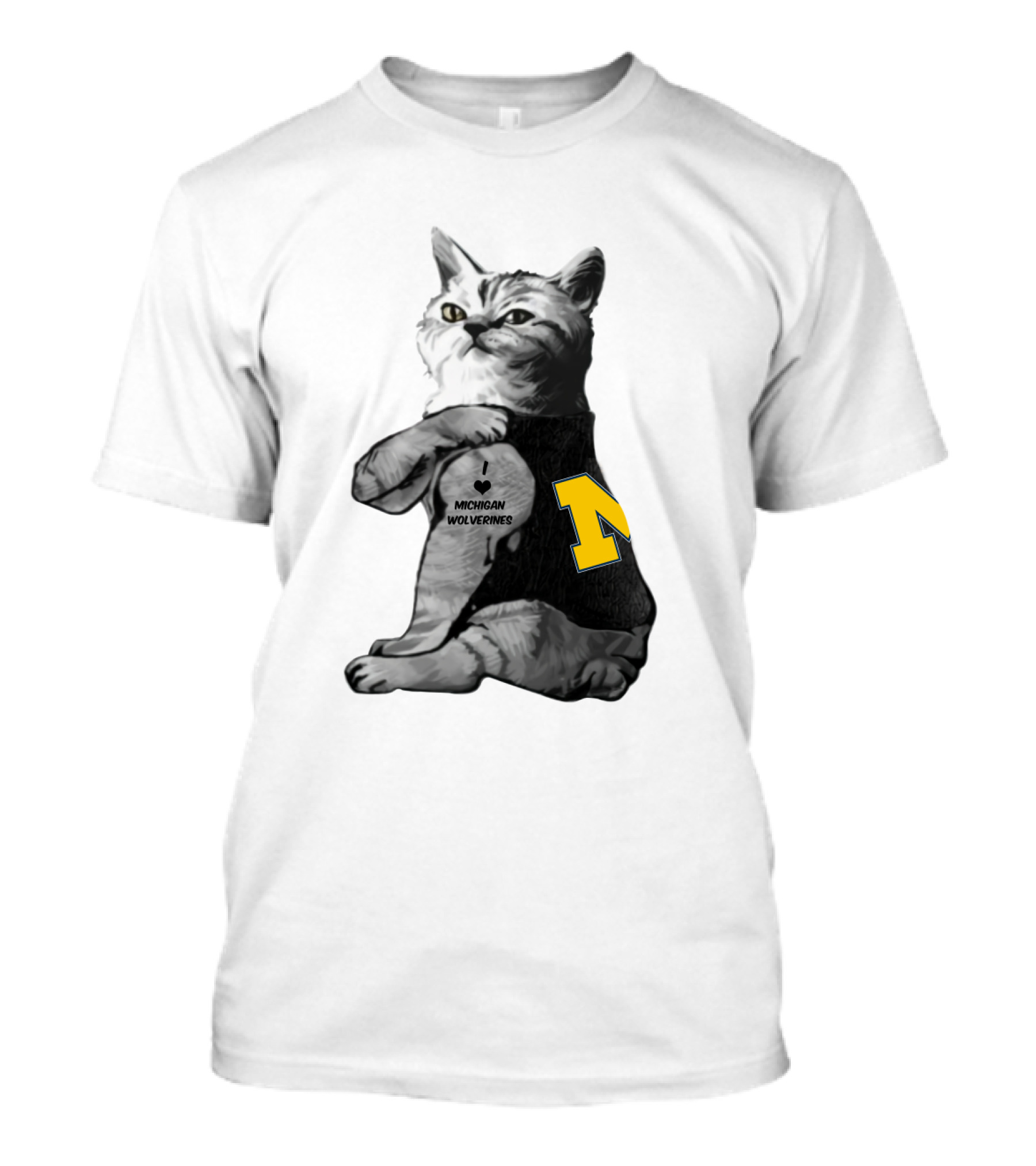 Michigan Wolverines Cat With Yellow Block M T-Shirt