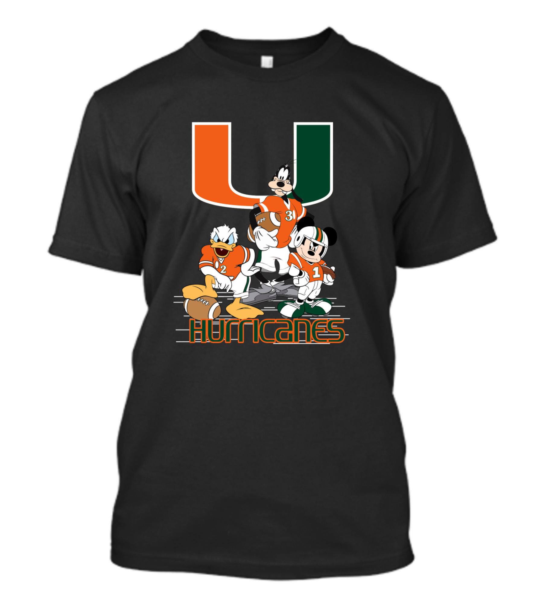 University Of Miami Hurricanes Characters Football Team T-Shirt