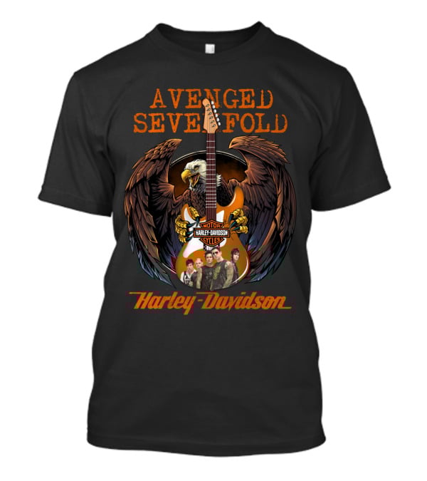 Avenged Sevenfold Harley Davidson Motorcycyles Eagle Guitar Artwork T-Shirt