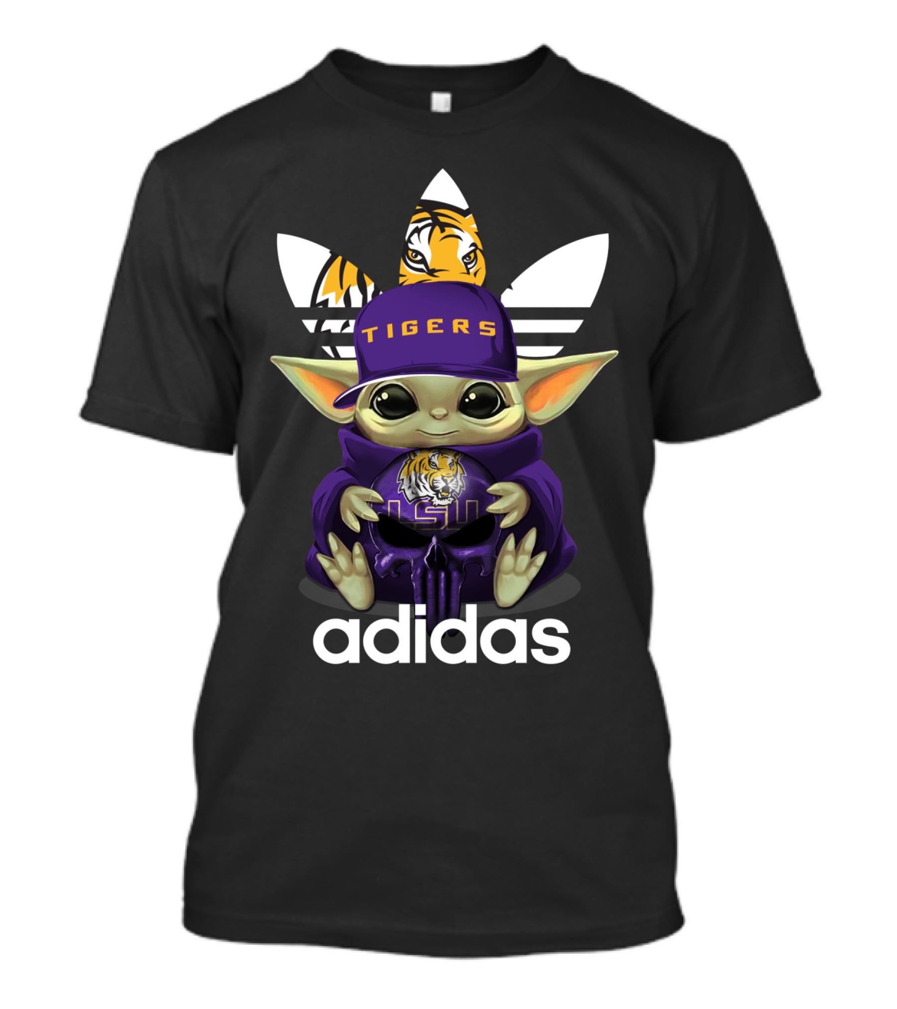 Yoda LSU Tigers Logo With Baby Yoda In Hat T-Shirt