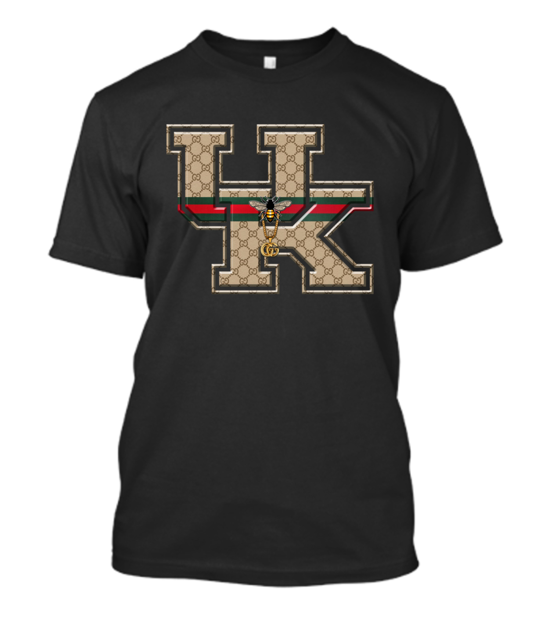 Guci NCAA Kentucky Wildcats HK Monogram With Bee Motif T-Shirt