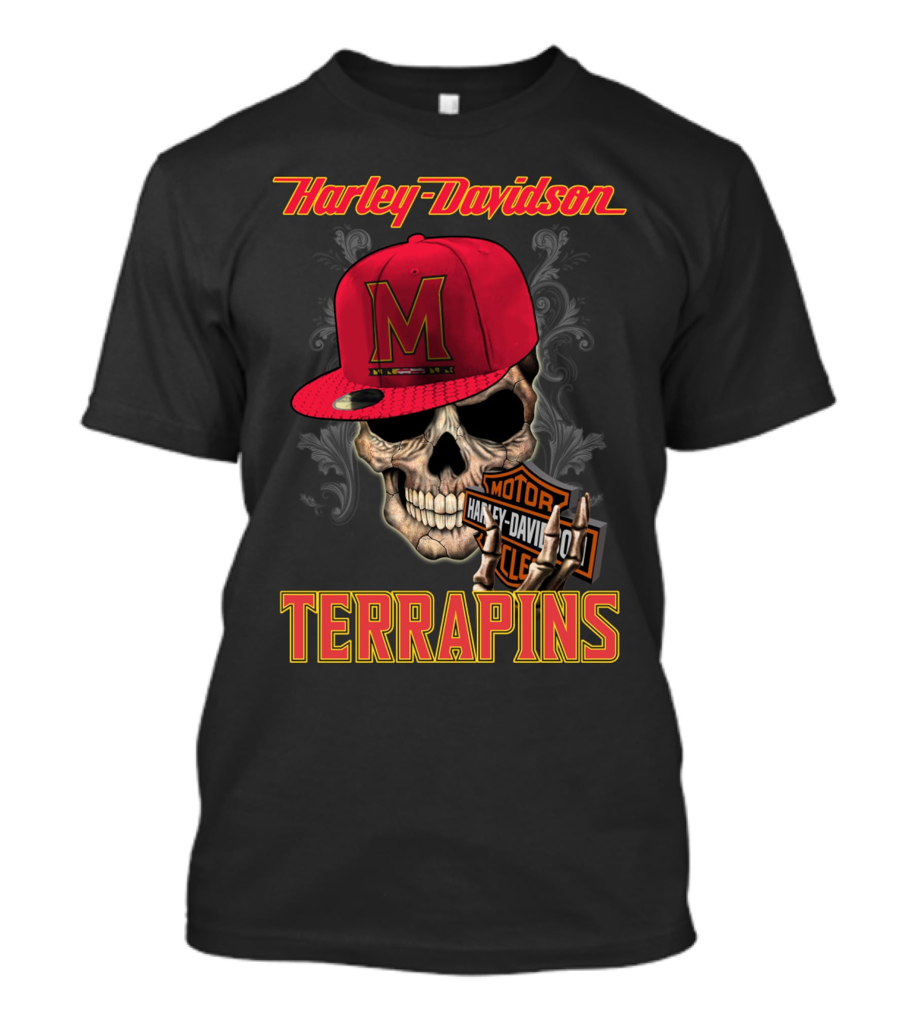 Harley Davidson Skull Maryland Terrapins T-Shirt