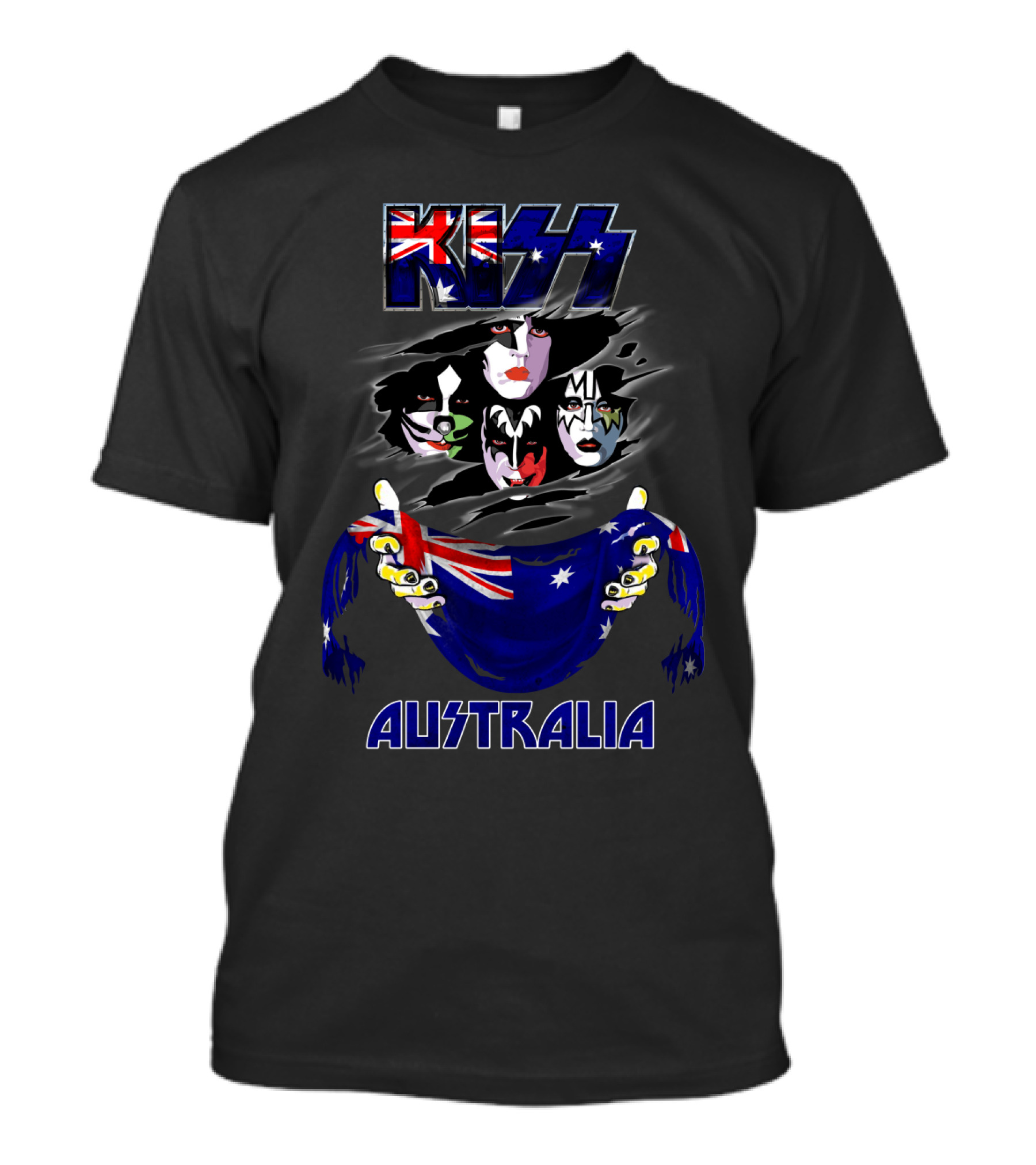 Kiss Australia Faces With Flag T-Shirt
