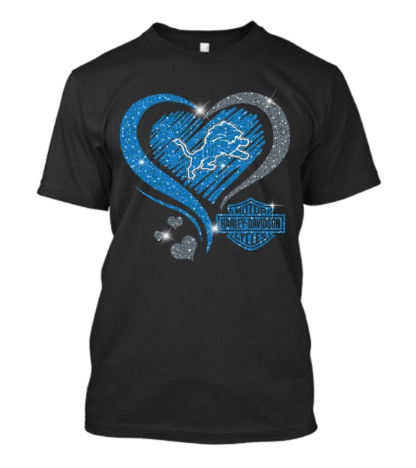 Detroit Lions Heart Harley Davidson T-Shirt