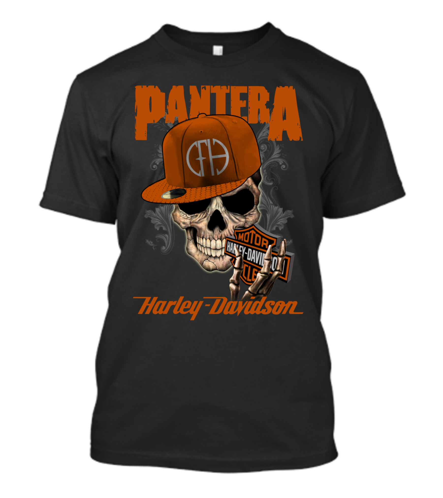 Pantera Harley Davidson Skull With Cap T-Shirt