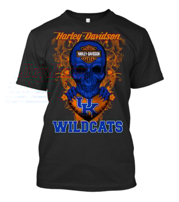 Harley Davidson Kentucky Wildcats Skull Motorcycle Cycles T-Shirt