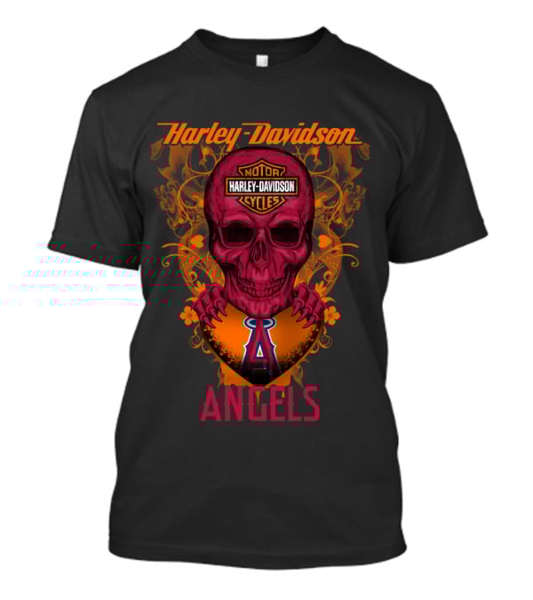 Harley Davidson Angels Motor Cycles Los Angeles Mlb T-Shirt