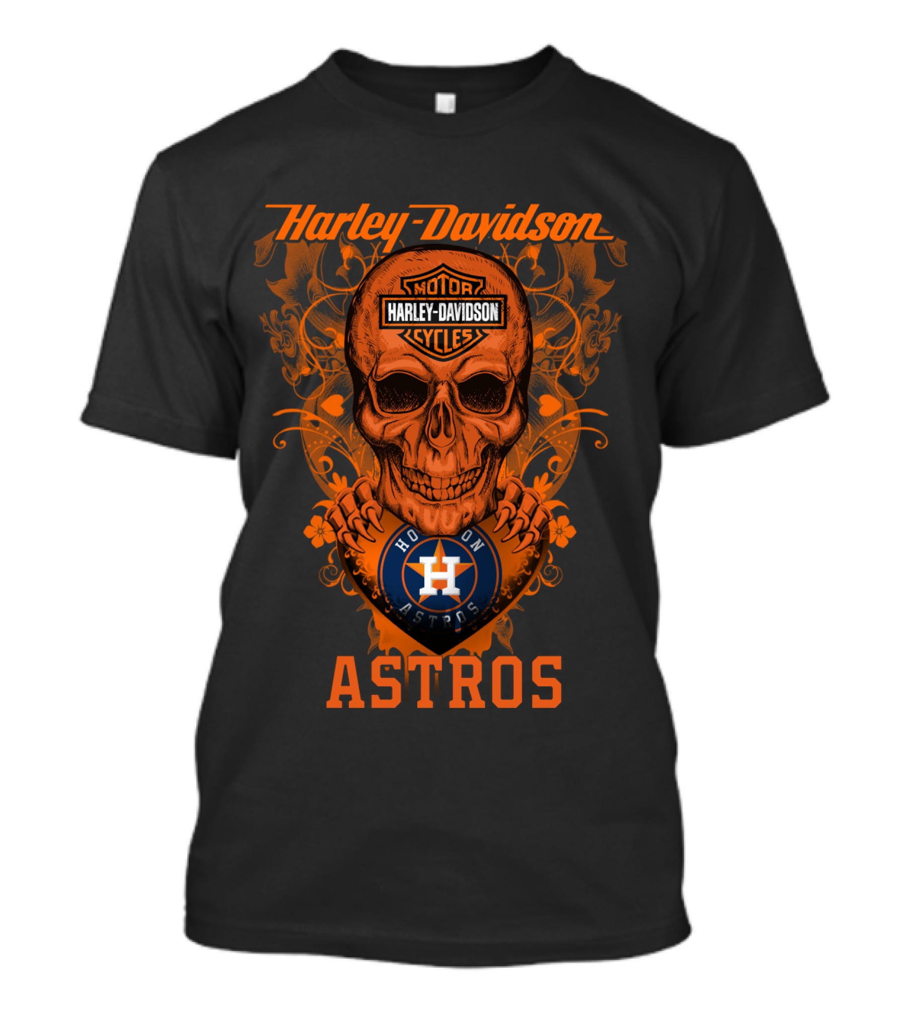 Harley Davidson Motor Cycles Skull Houston Astros T-Shirt
